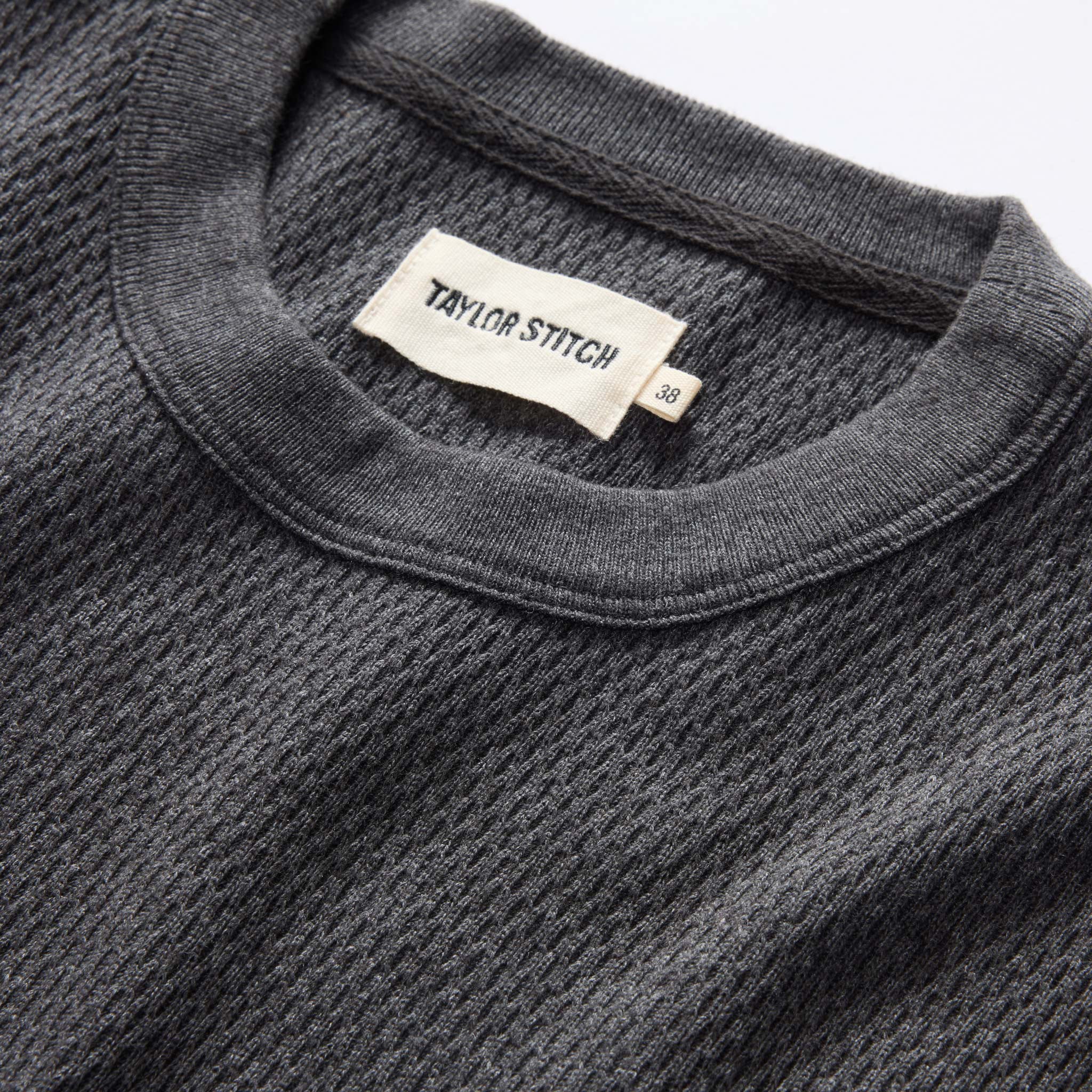 The Heavy Bag Waffle Short Sleeve in Faded Black - Image 6