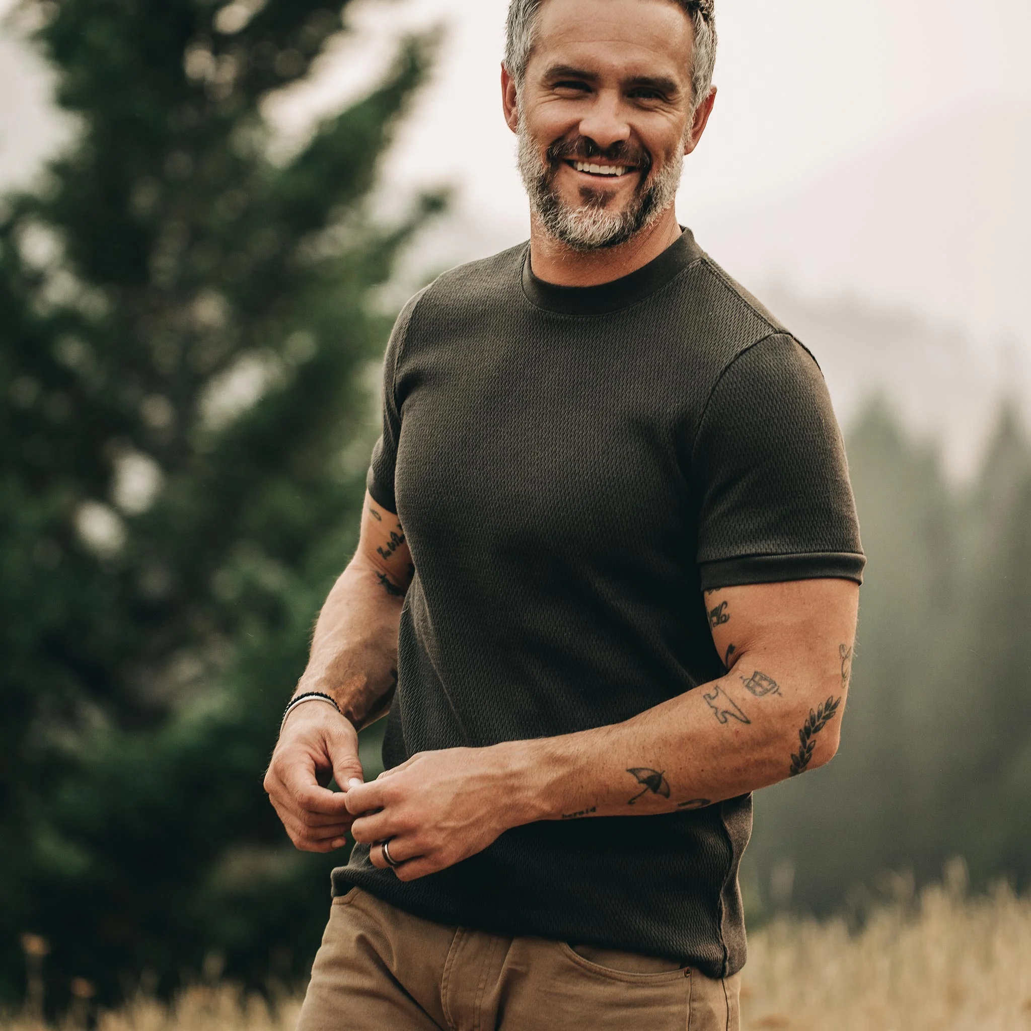 The Heavy Bag Waffle Short Sleeve in Olive - Image 2