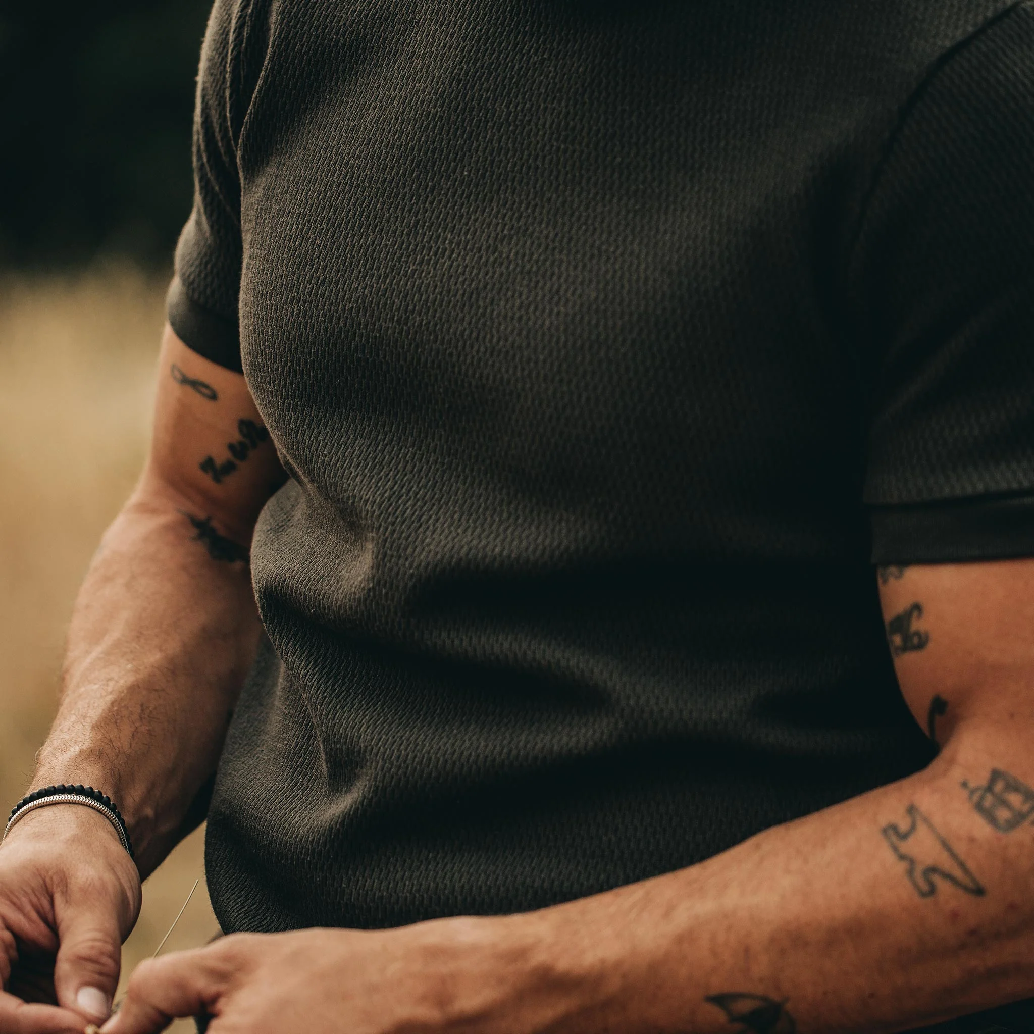 The Heavy Bag Waffle Short Sleeve in Olive - Image 3