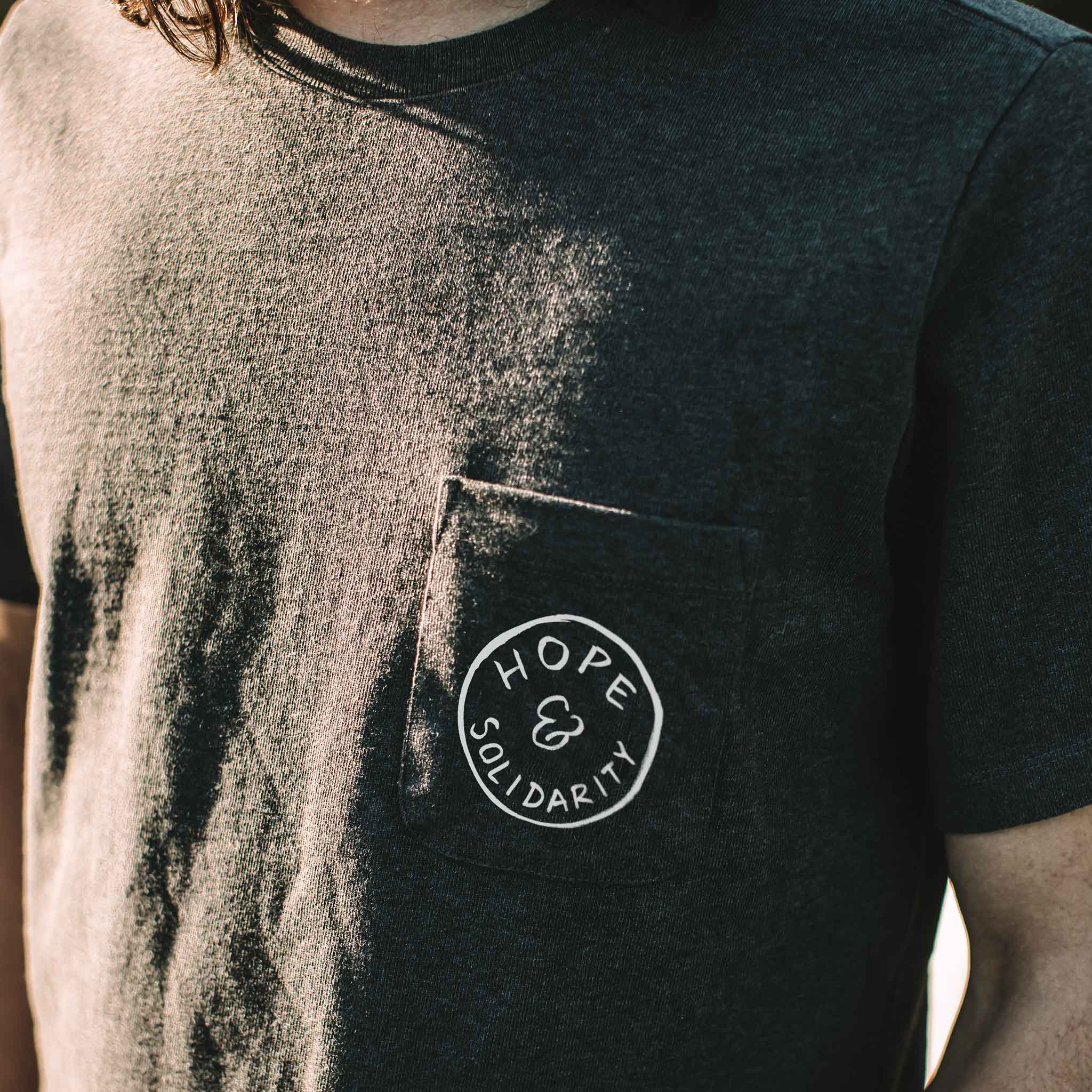 The Hope & Solidarity <br> Heavy Bag Tee in Heather Grey - Image 3