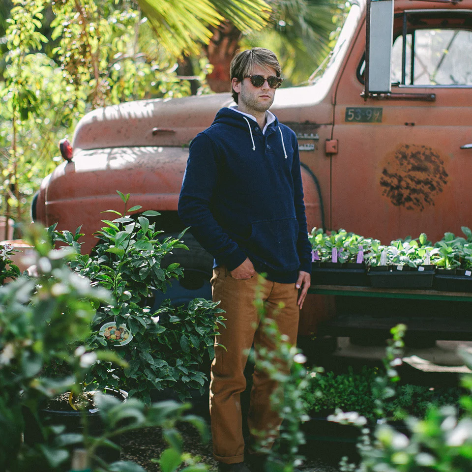 Indigo 3 Button Hooded Sweatshirt - Image 3