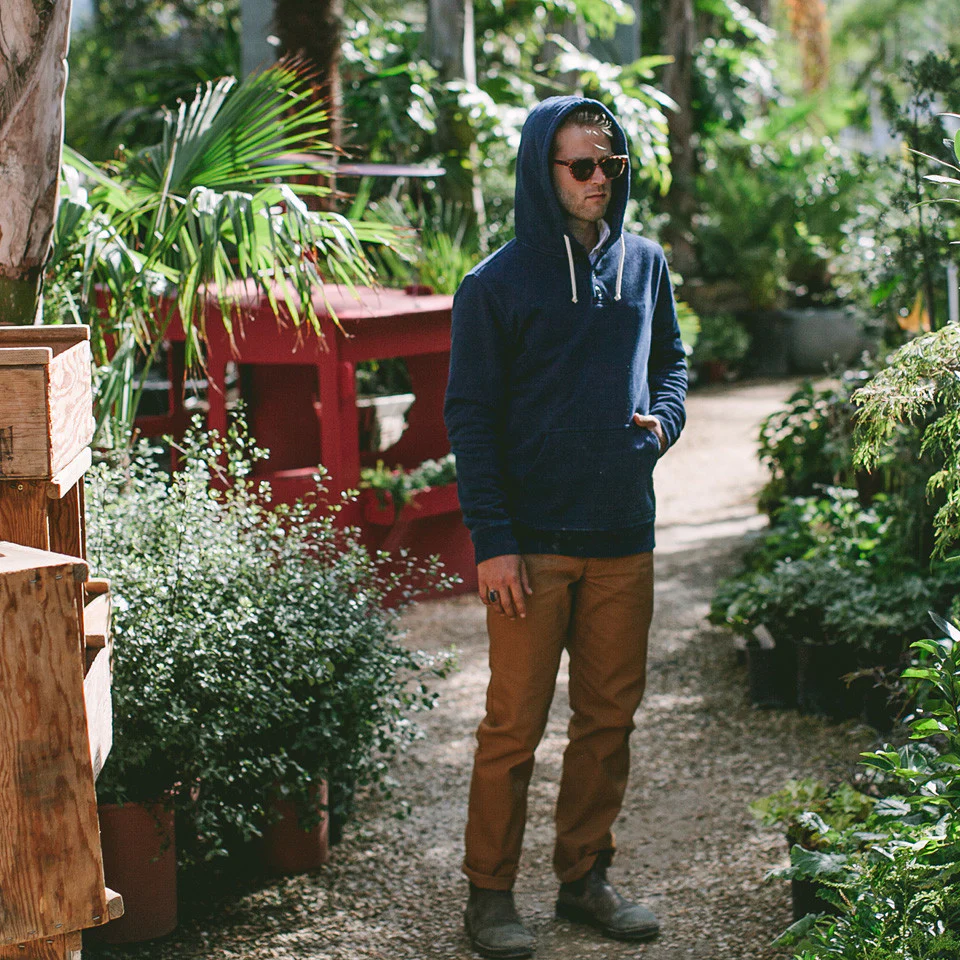 Indigo 3 Button Hooded Sweatshirt - Image 7