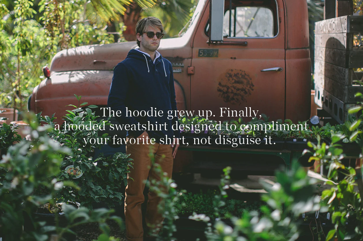Indigo 3 Button Hooded Sweatshirt - Image 8