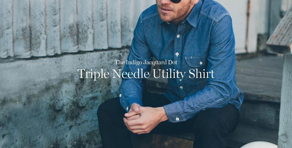 Indigo Jacquard Dot Utility Shirt - Image 13
