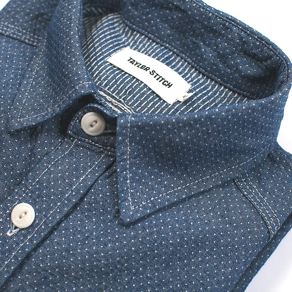 Indigo Jacquard Dot Utility Shirt - Image 2