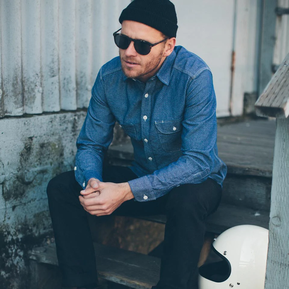 Indigo Jacquard Dot Utility Shirt - Image 4