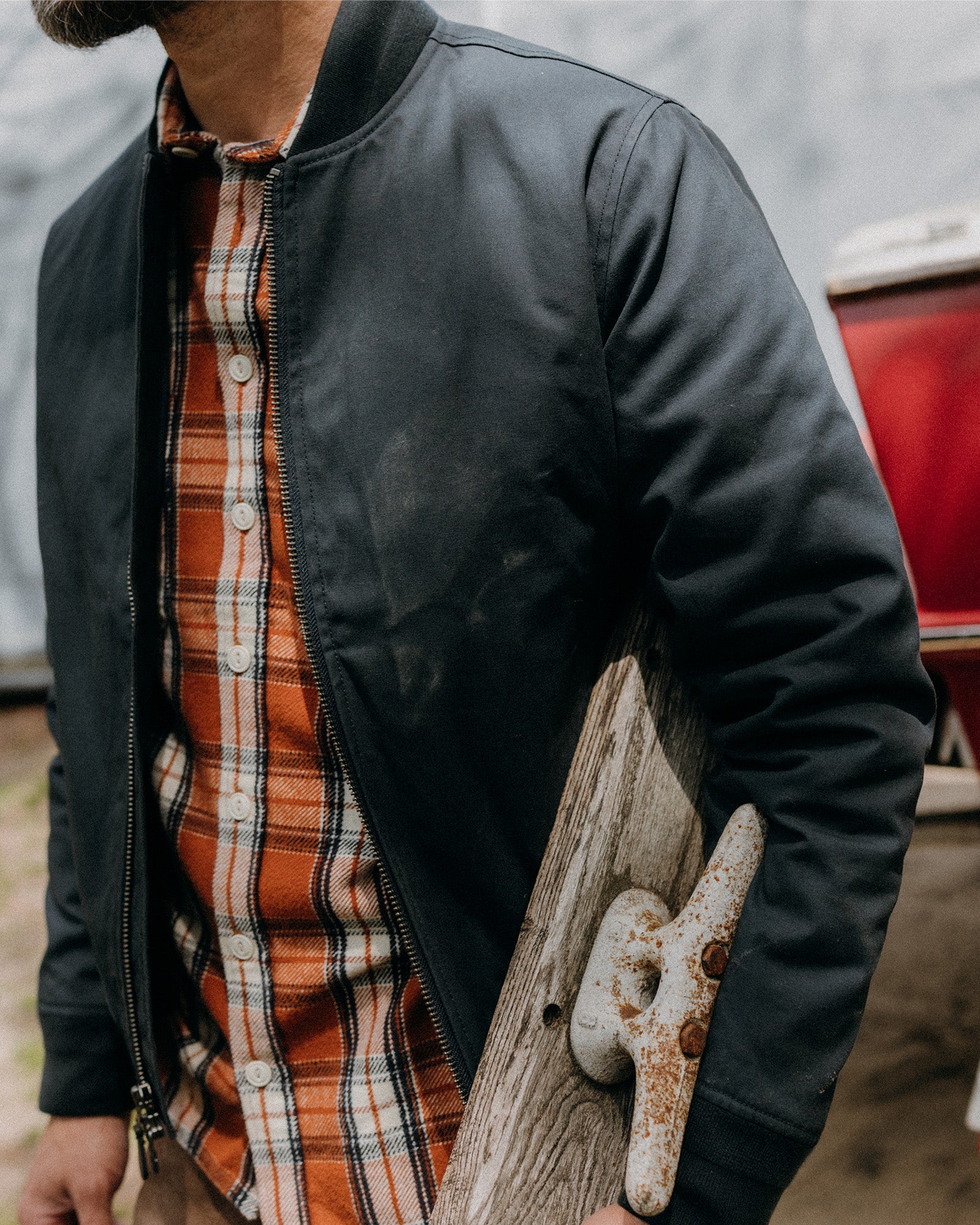 The Insulated Bomber Jacket in Dark Navy Dry Wax - Image 2