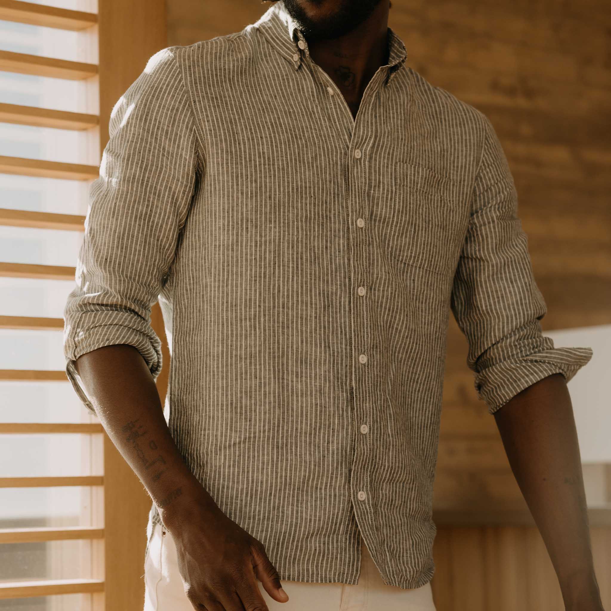 The Jack in Cilantro Stripe Linen - Image 3