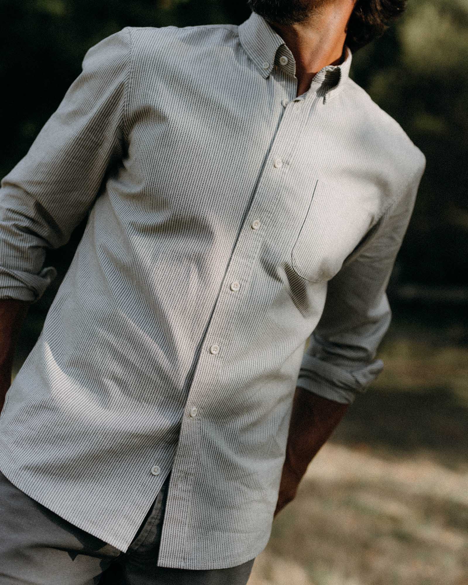 The Jack in Coal Jaspe University Stripe Oxford - Image 4