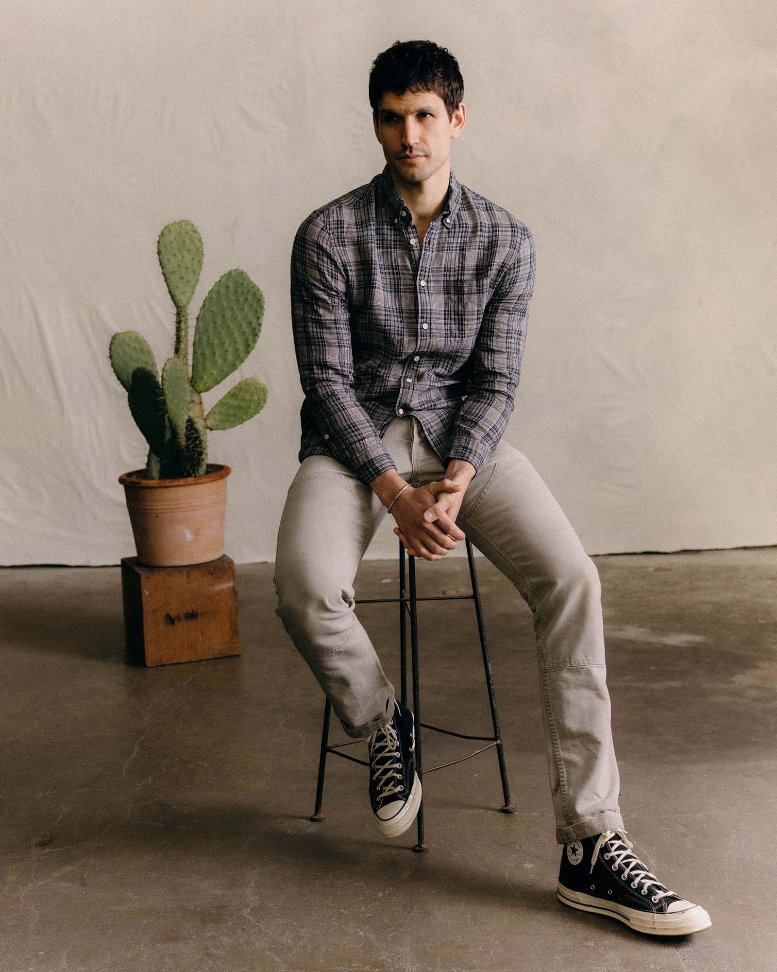 The Jack in Navy Plaid Linen - Image 2