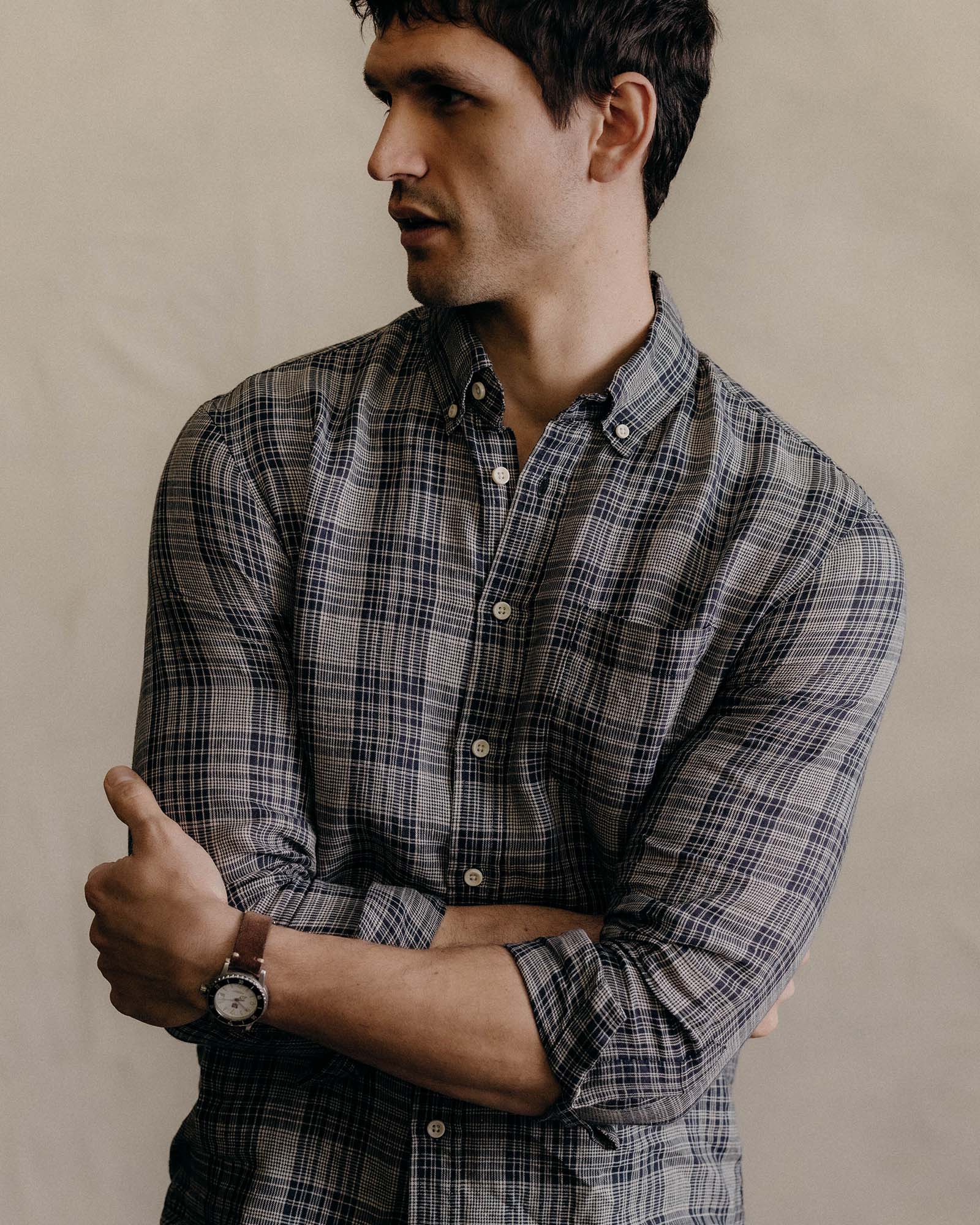 The Jack in Navy Plaid Linen - Image 3