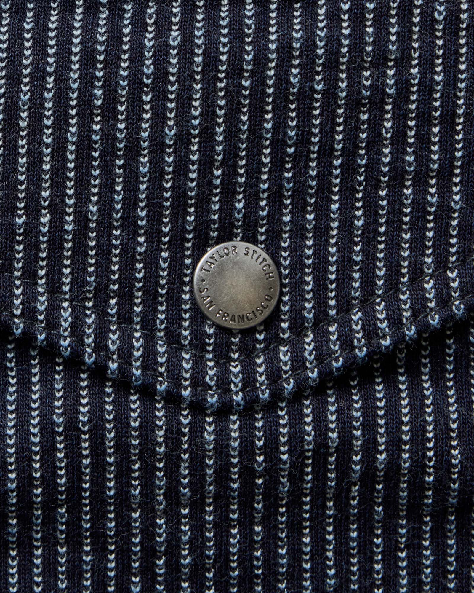 The Jackson Jacket in Rinsed Indigo French Terry Stripe - Image 7