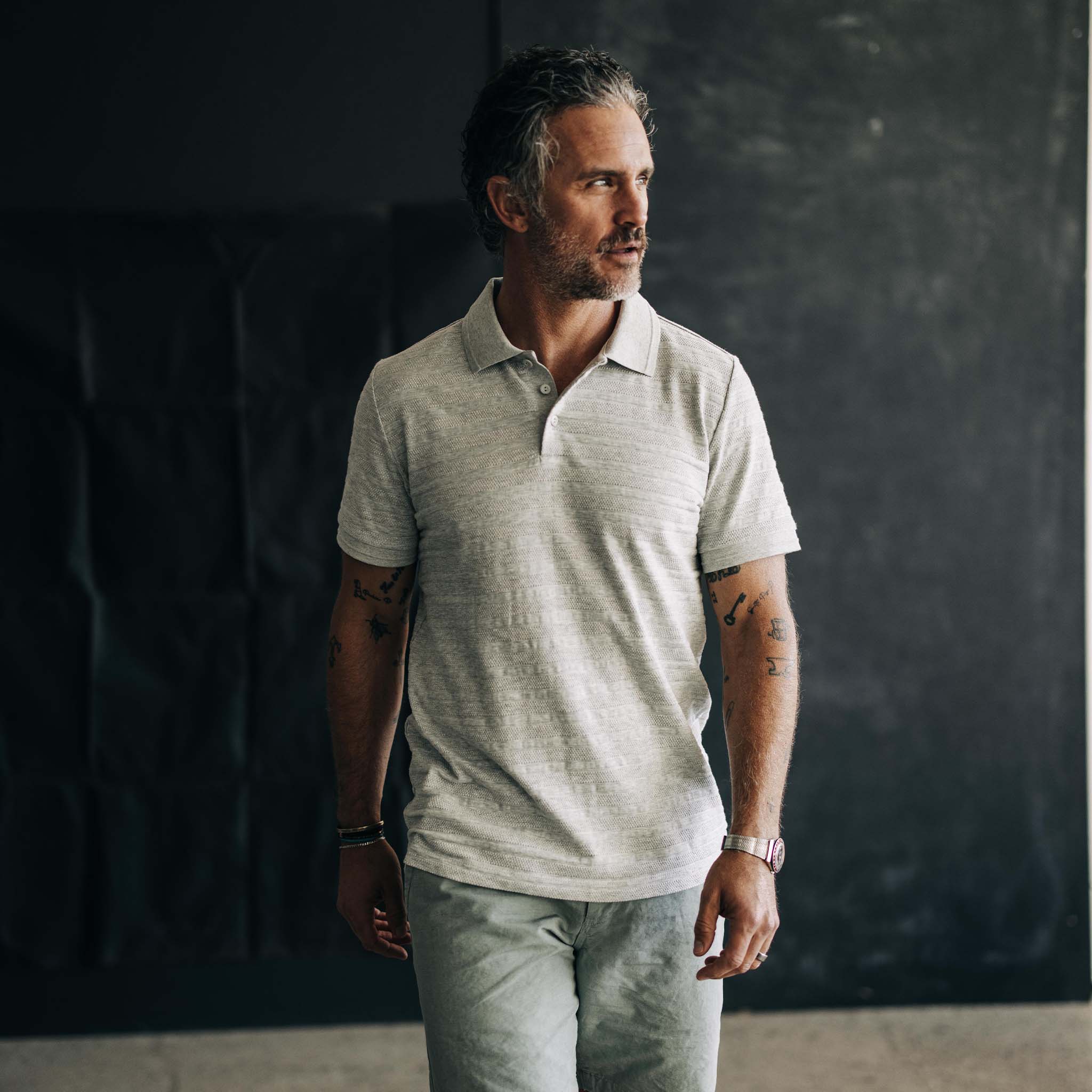 The Jacquard Polo in Ash Heather - Image 2