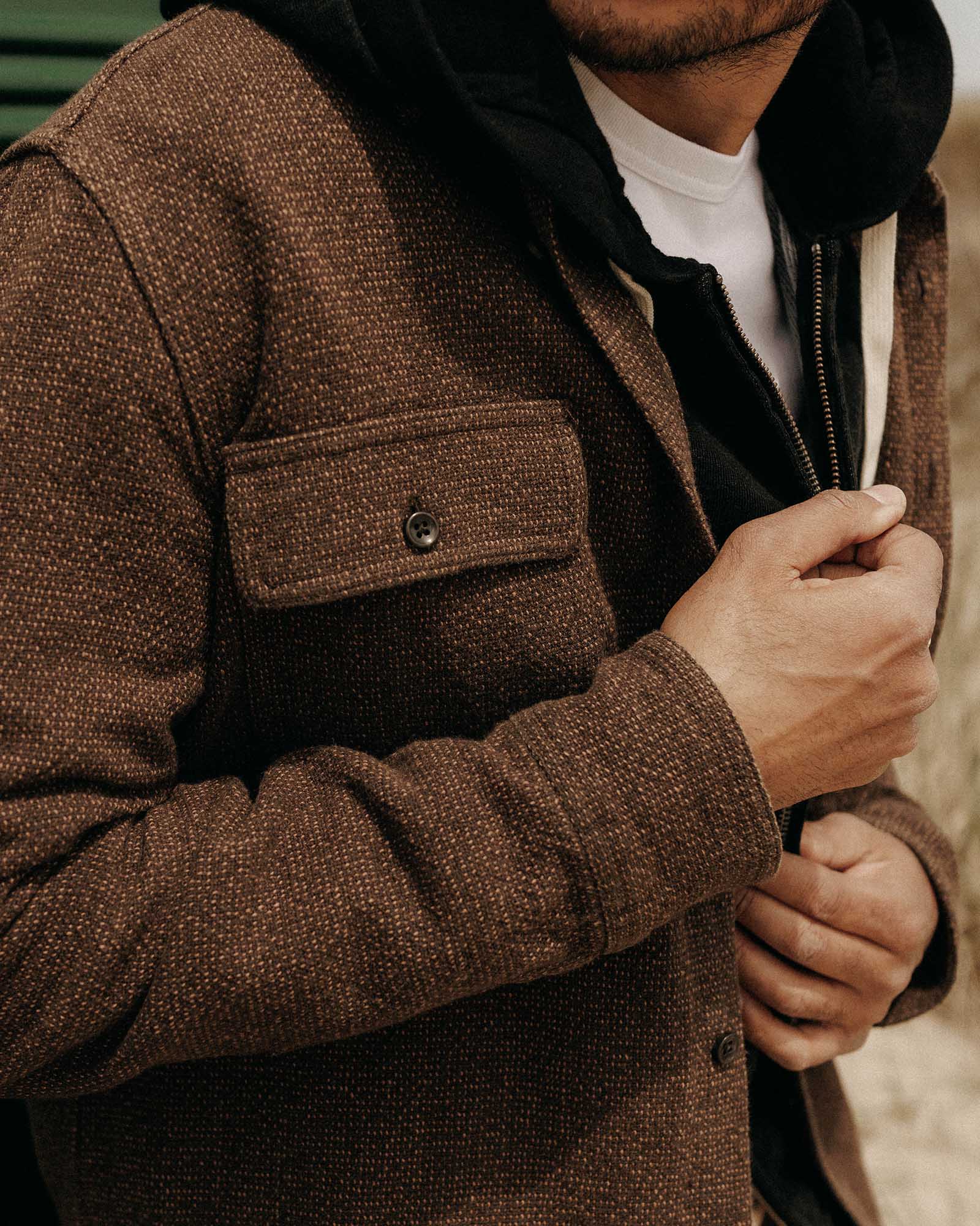 The Ledge Shirt in Black Coffee Linen Tweed - Image 4
