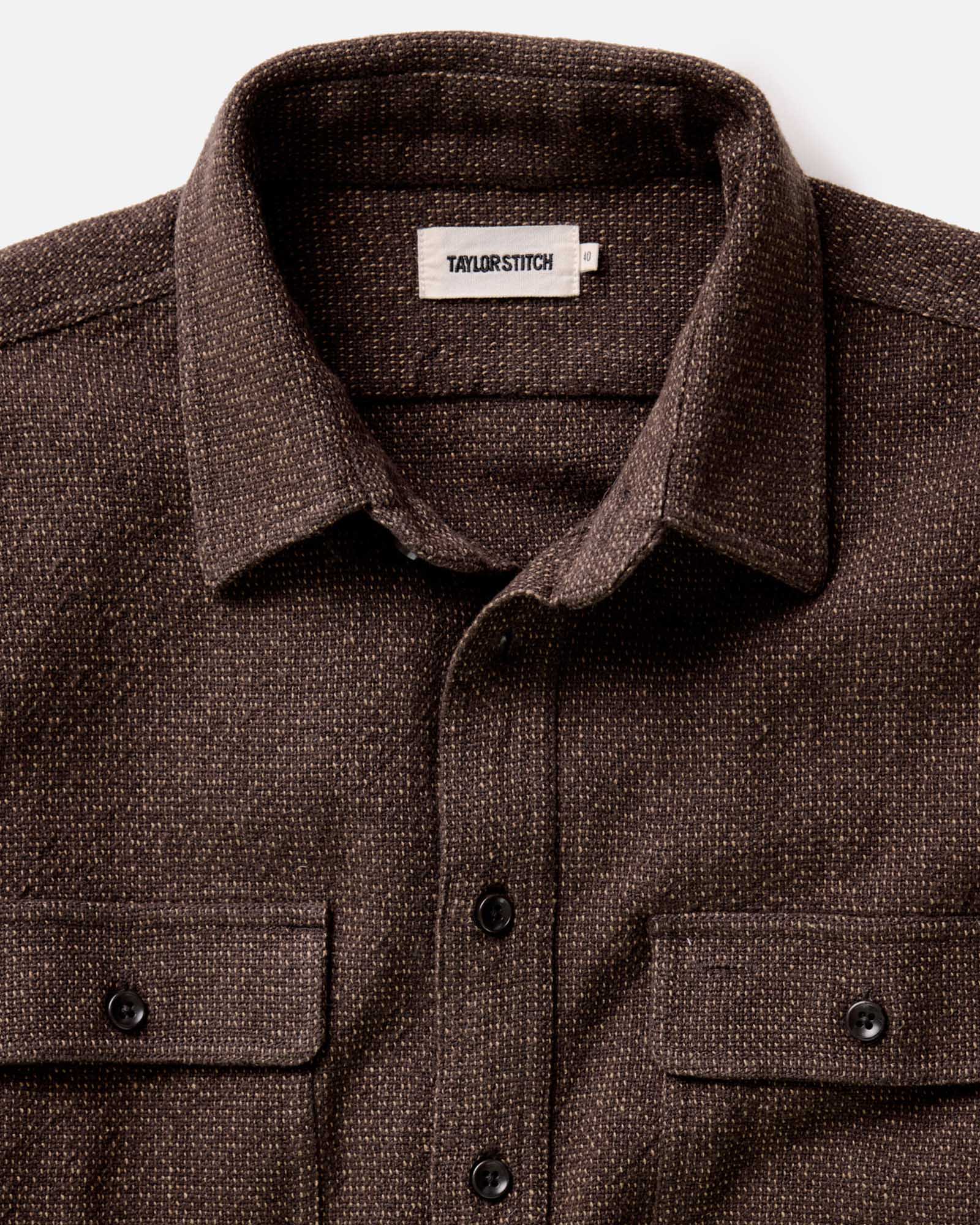 The Ledge Shirt in Black Coffee Linen Tweed - Image 7