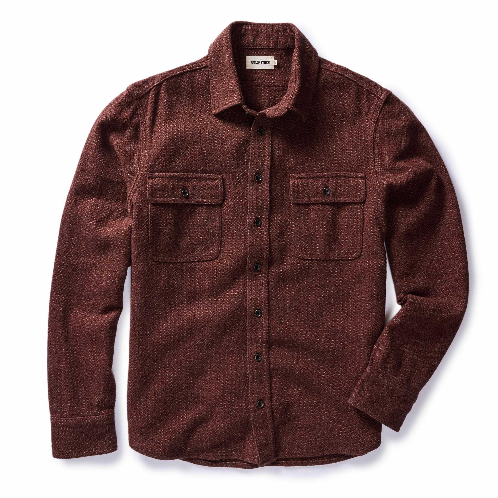 The Ledge Shirt in Burgundy Linen Tweed - Image 5