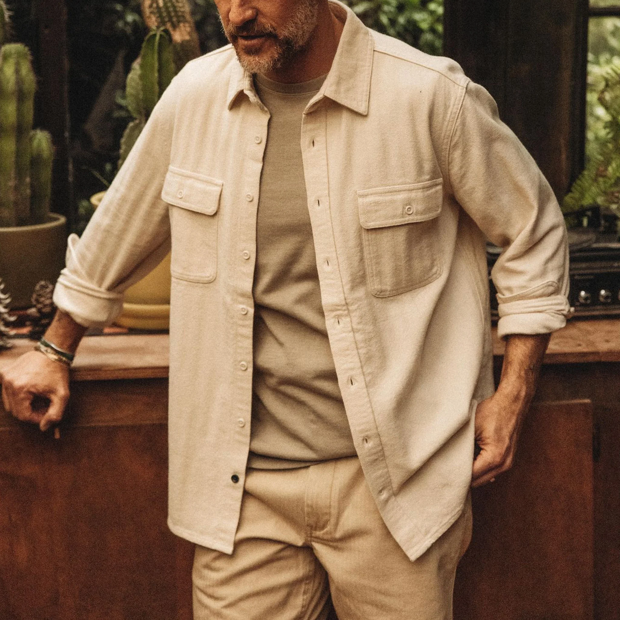 The Ledge Shirt in Oyster Herringbone - Image 4