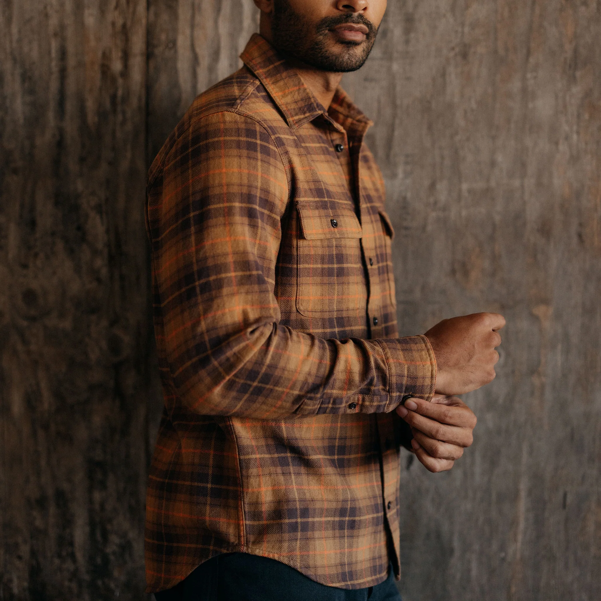The Ledge Shirt in Tarnished Brass Plaid - Image 4