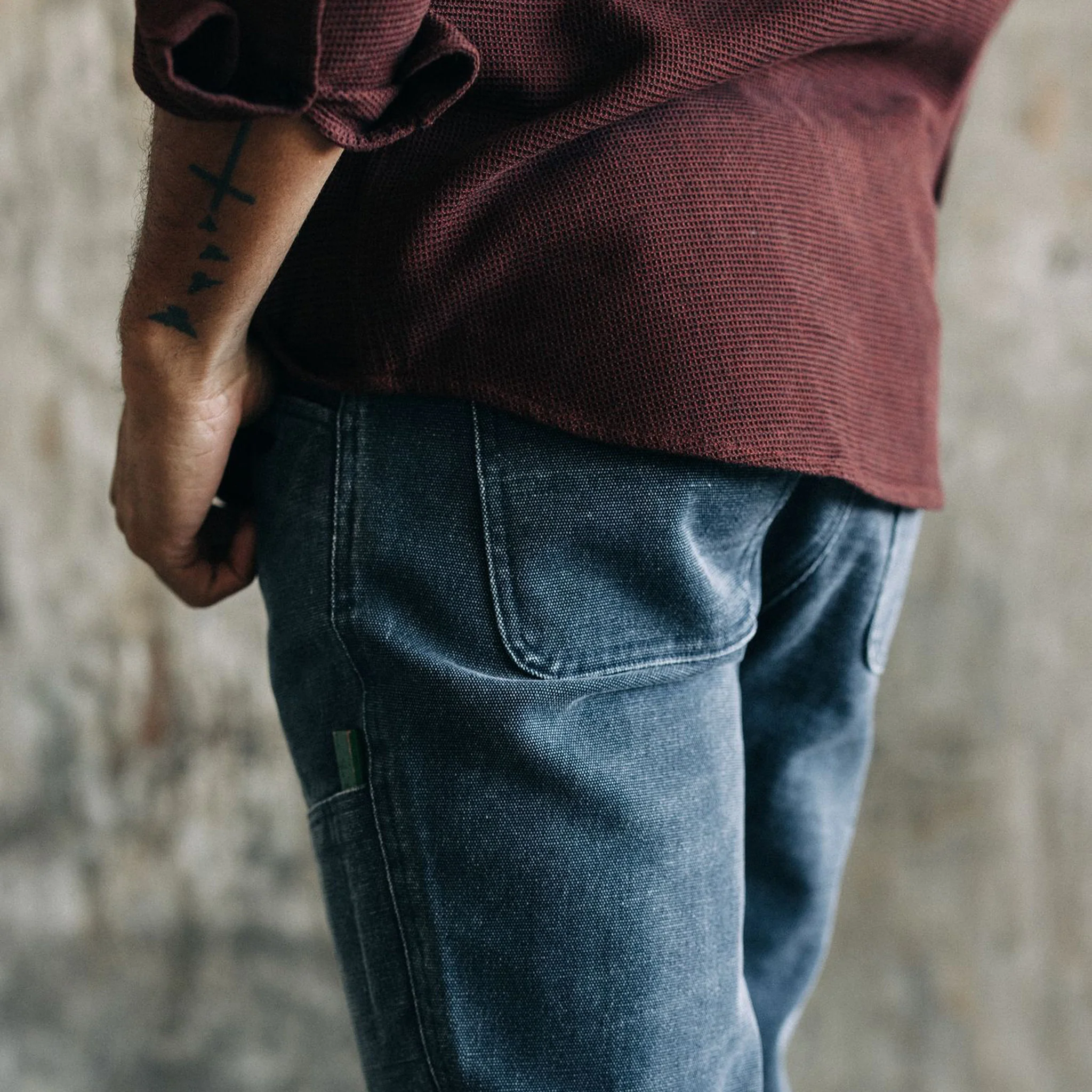 The Lined Chore Pant in Navy Chipped Canvas - Image 4