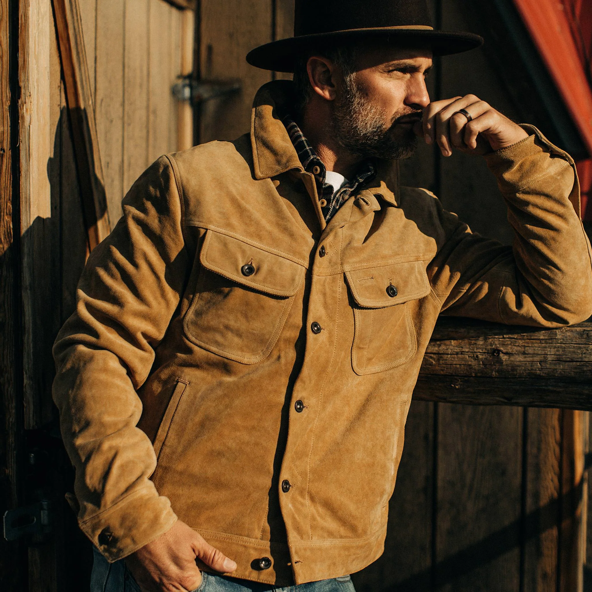 The Lined Long Haul Jacket in Sand Suede - Image 2