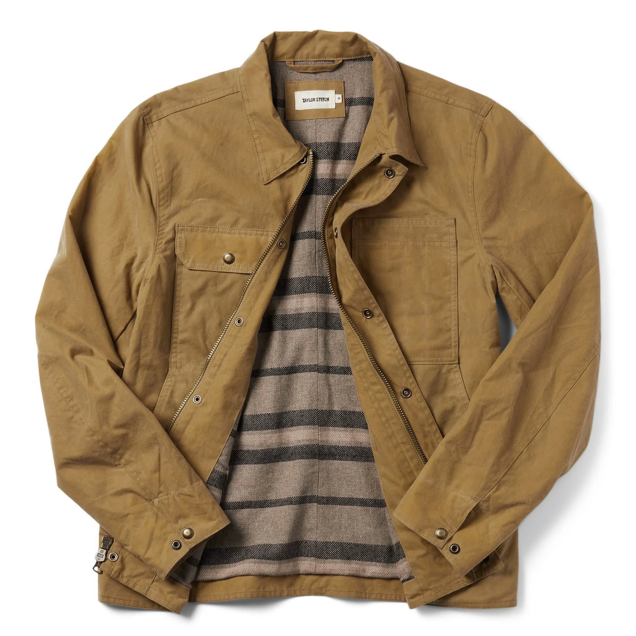 The Lined Longshore Jacket in Harvest Tan Waxed Canvas - Image 9