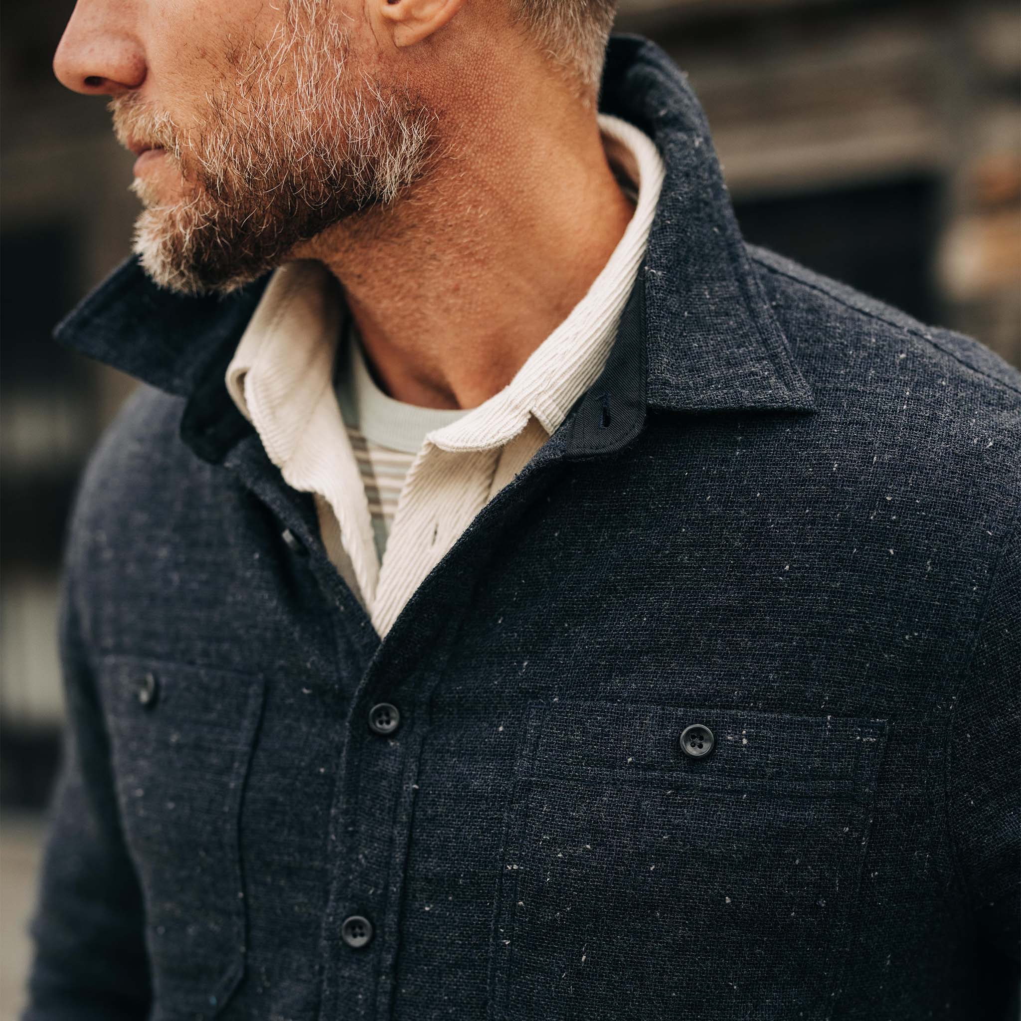 The Lined Utility Shirt in Charcoal Donegal - Image 3
