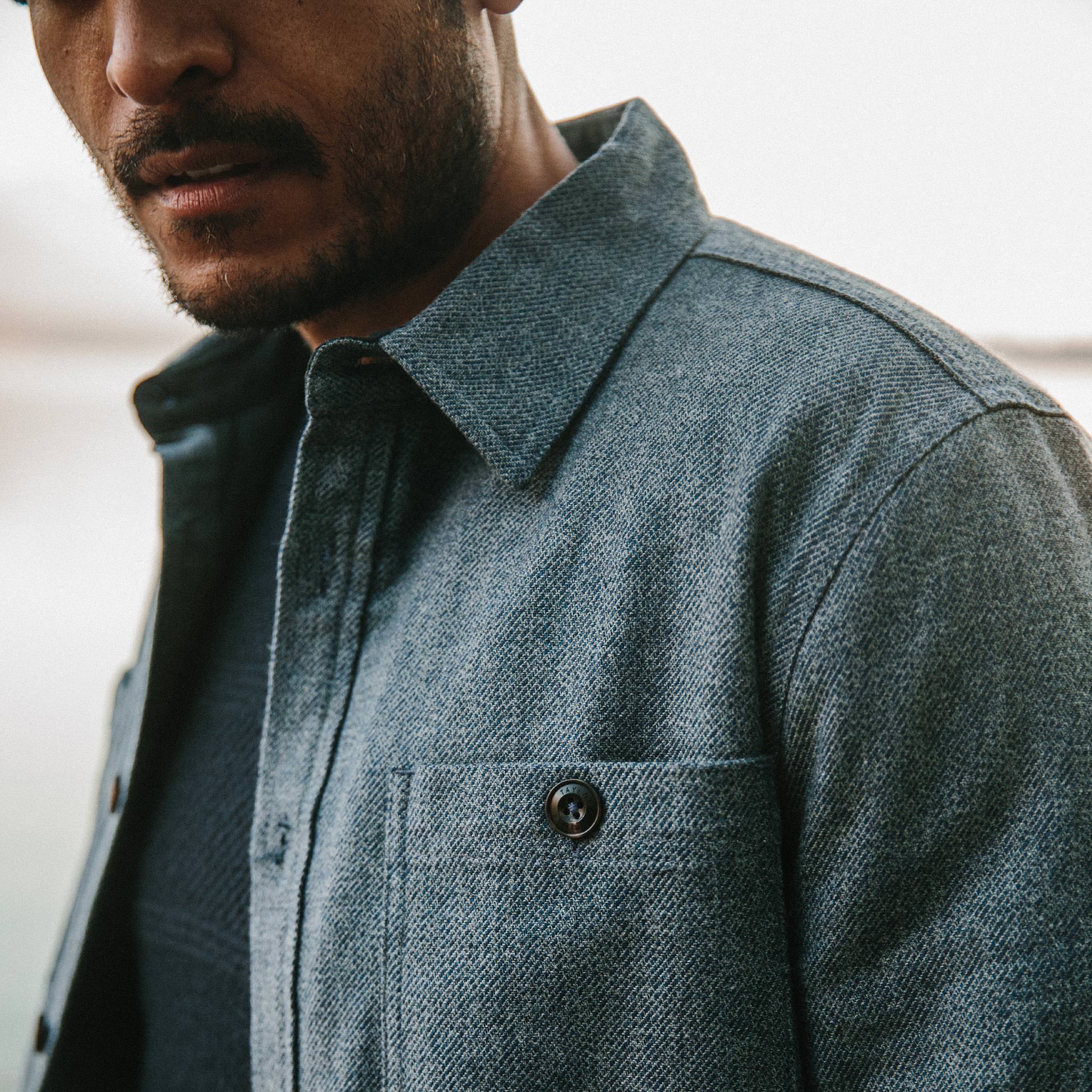The Lined Utility Shirt in Indigo and Slate Twill - Image 3