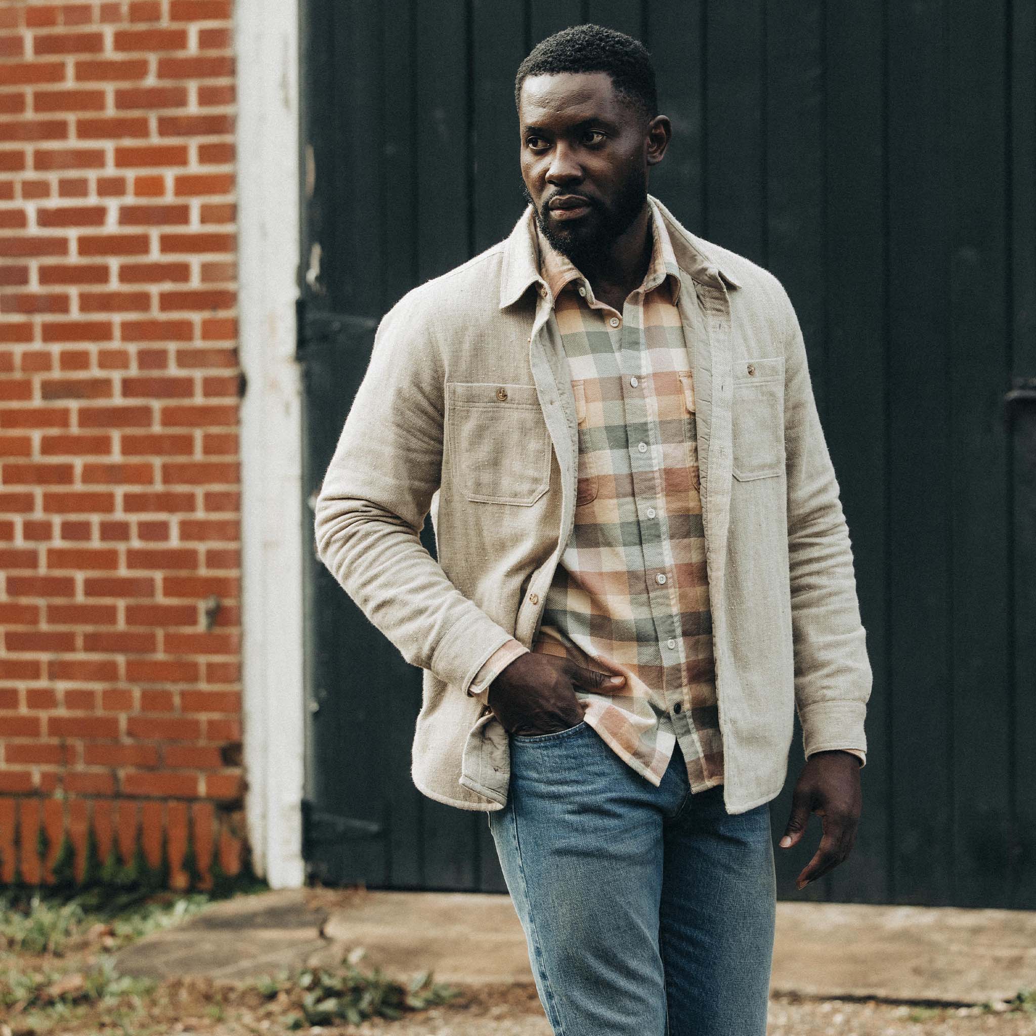 The Lined Utility Shirt in Oat Donegal - Image 2