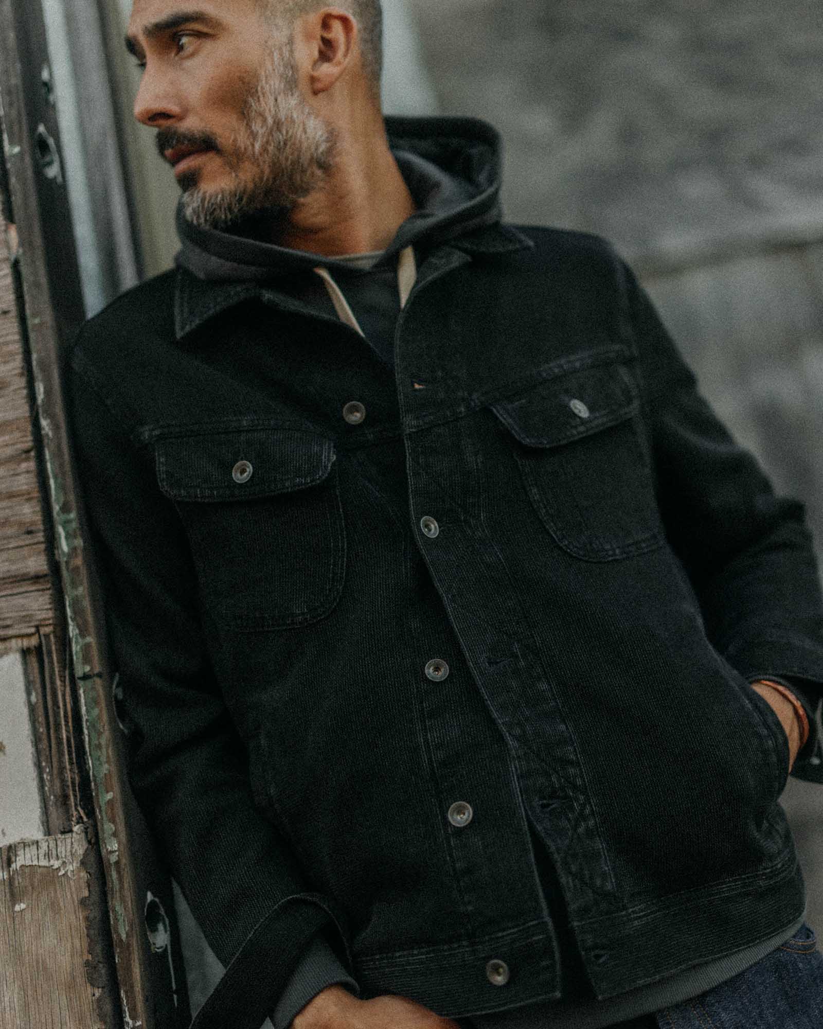 The Long Haul Jacket in Black Indigo Waffle - Image 2