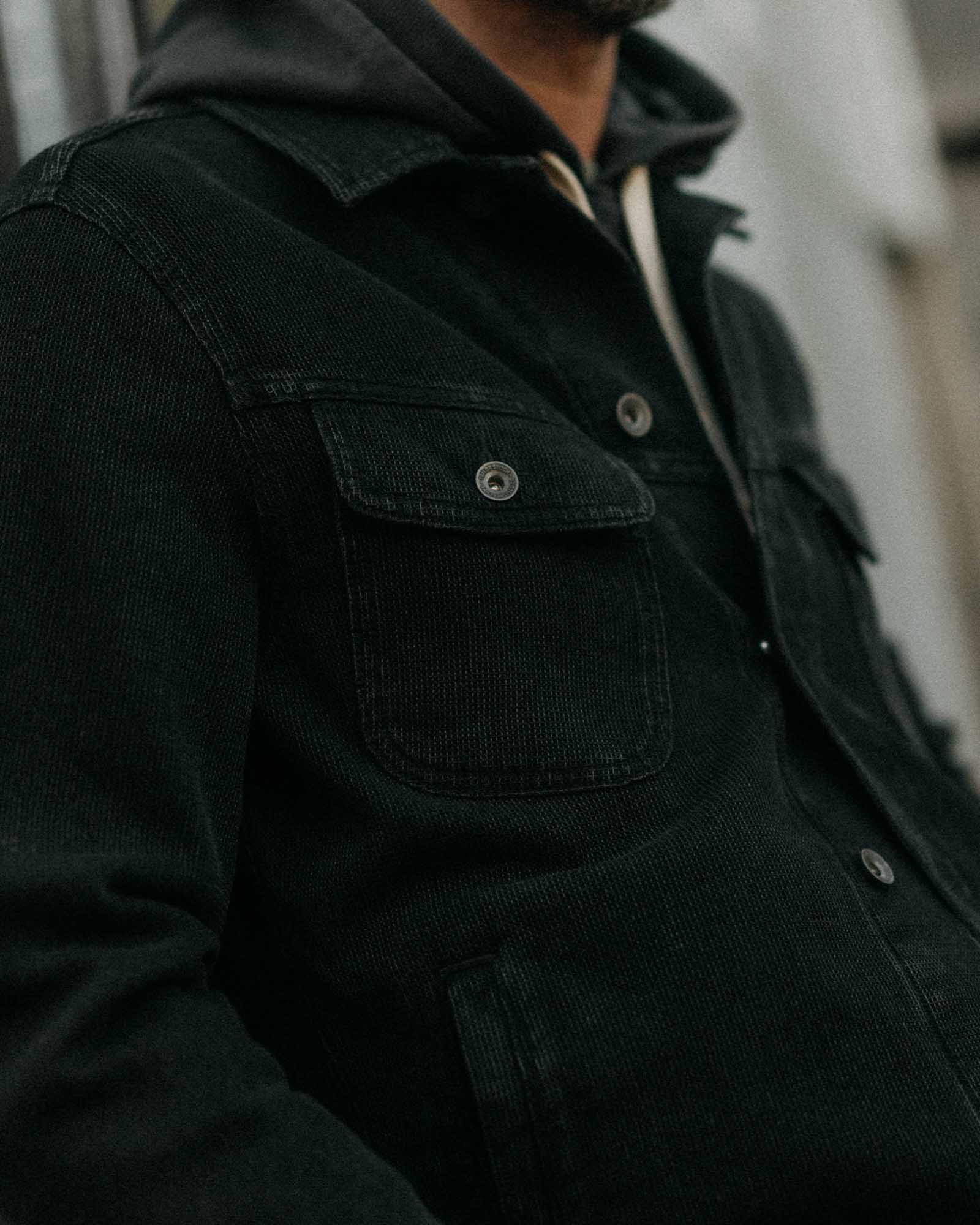 The Long Haul Jacket in Black Indigo Waffle - Image 3