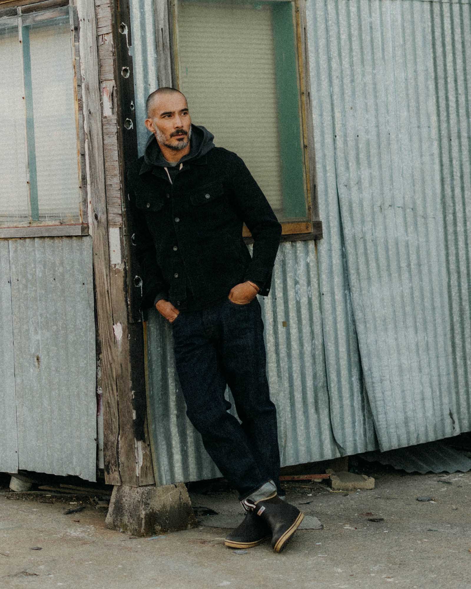 The Long Haul Jacket in Black Indigo Waffle - Image 4