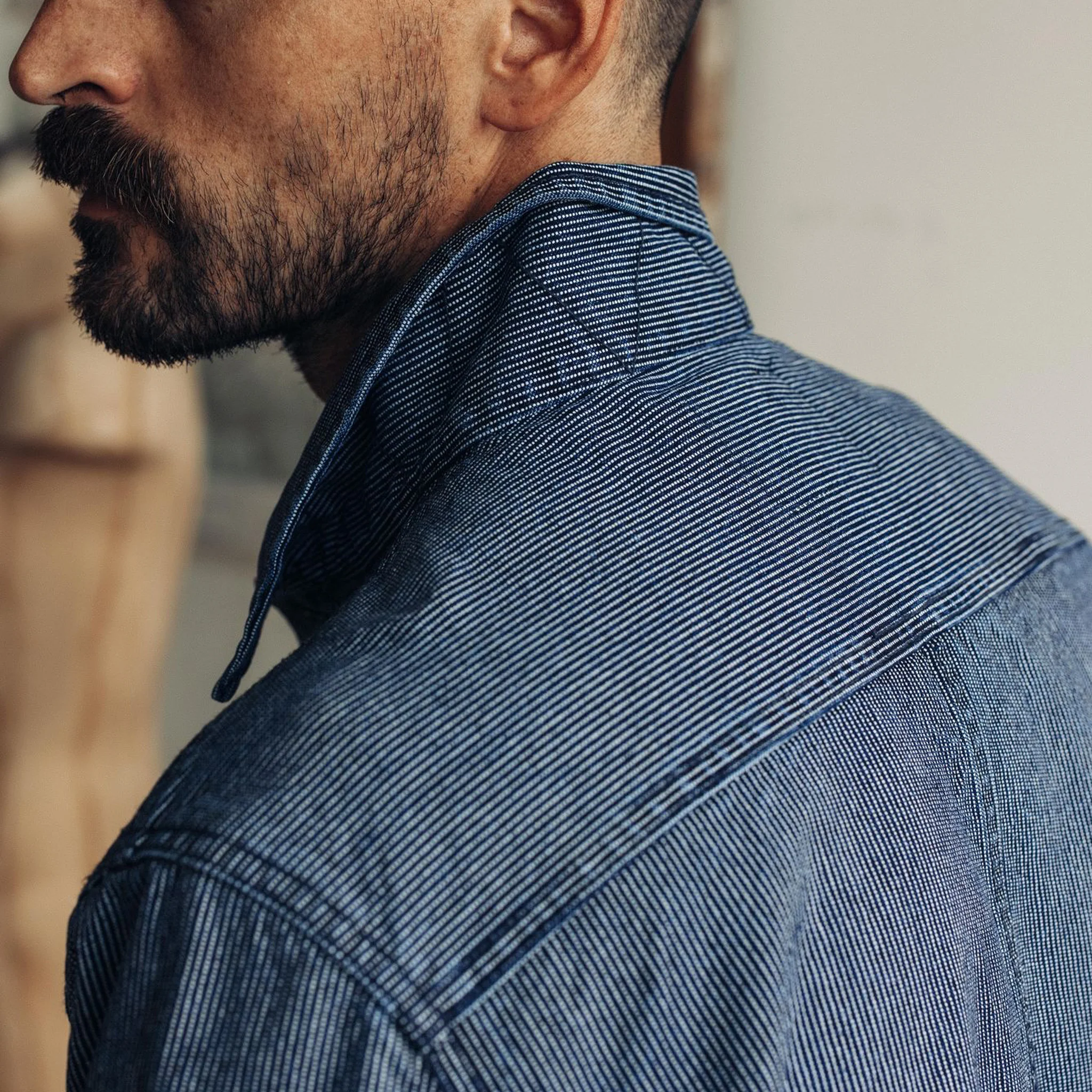 The Long Haul Jacket in Washed Indigo Stripe - Image 4