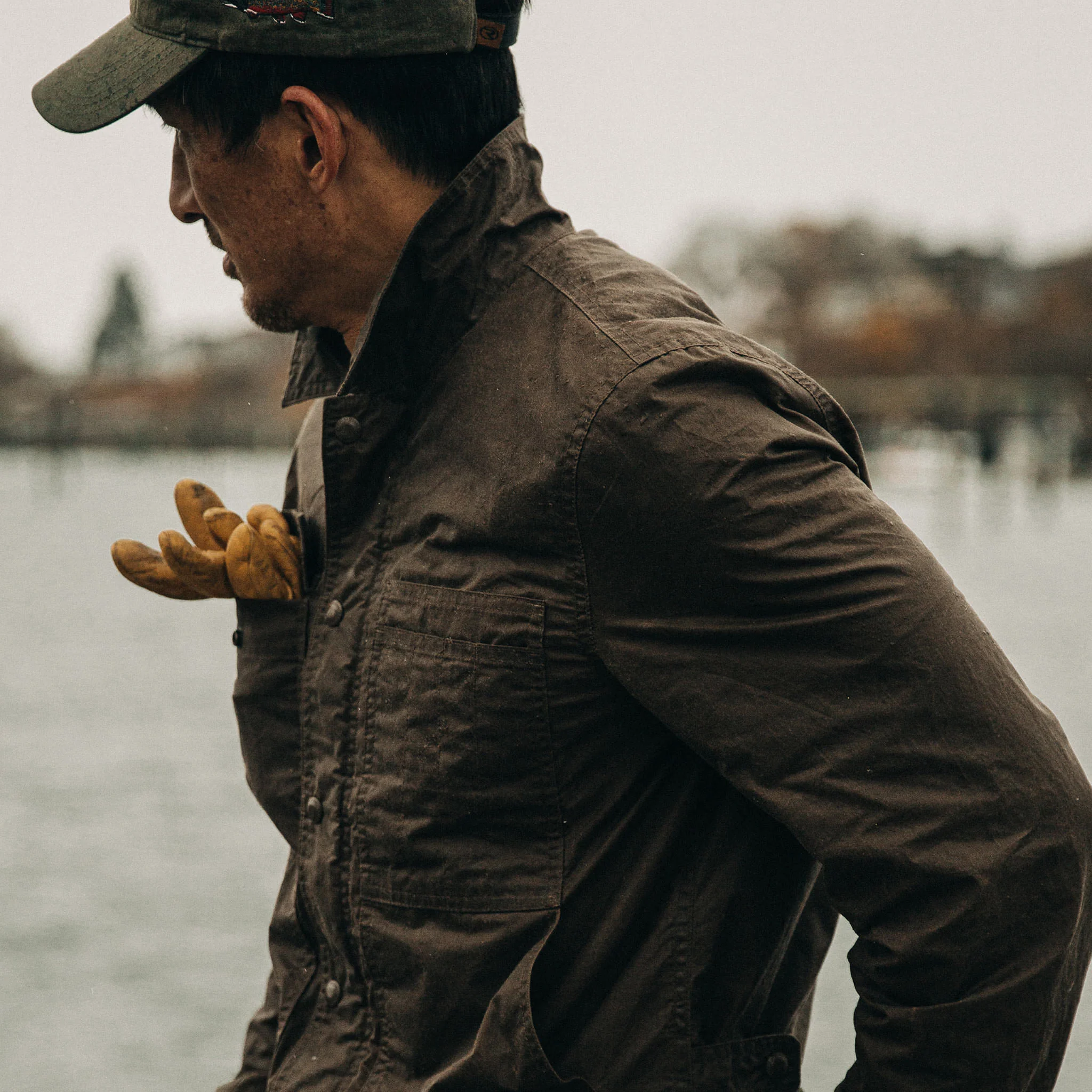 The Longshore Jacket in Dark Oak Waxed Canvas - Image 3