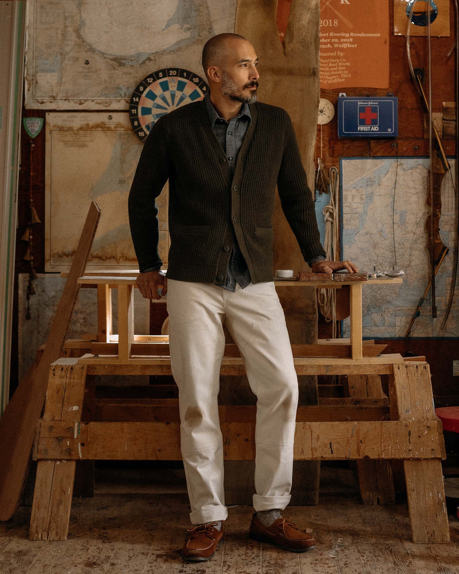 The Mariner Cardigan in Heather Loden Slub - Image 2