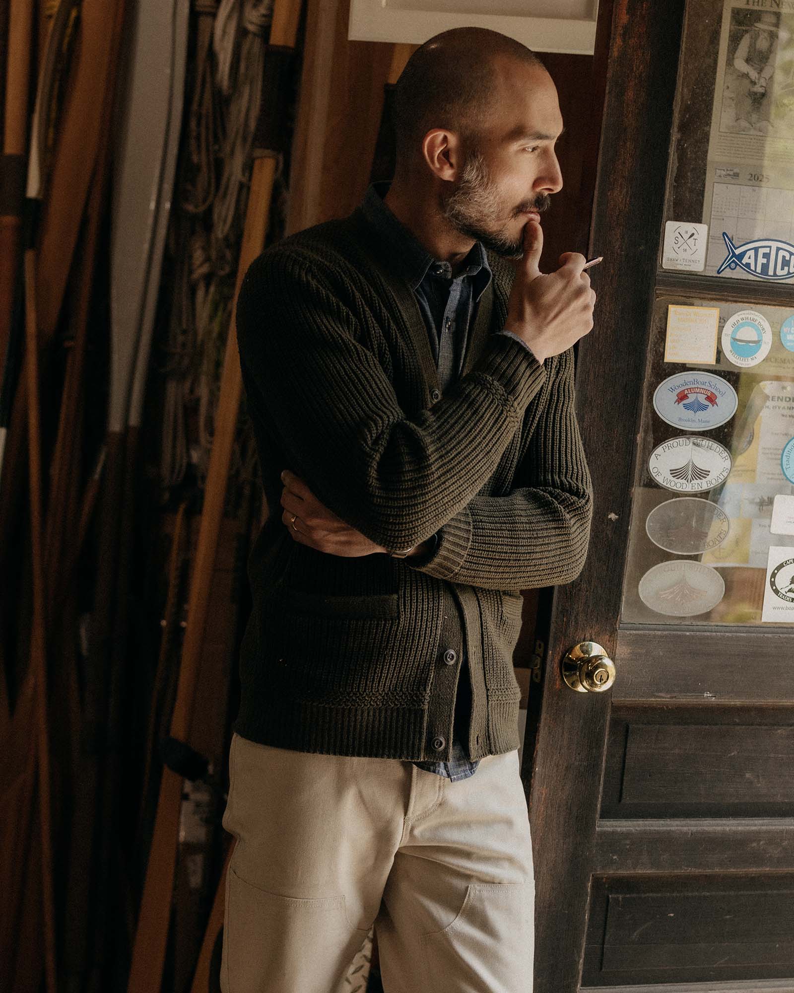 The Mariner Cardigan in Heather Loden Slub - Image 4