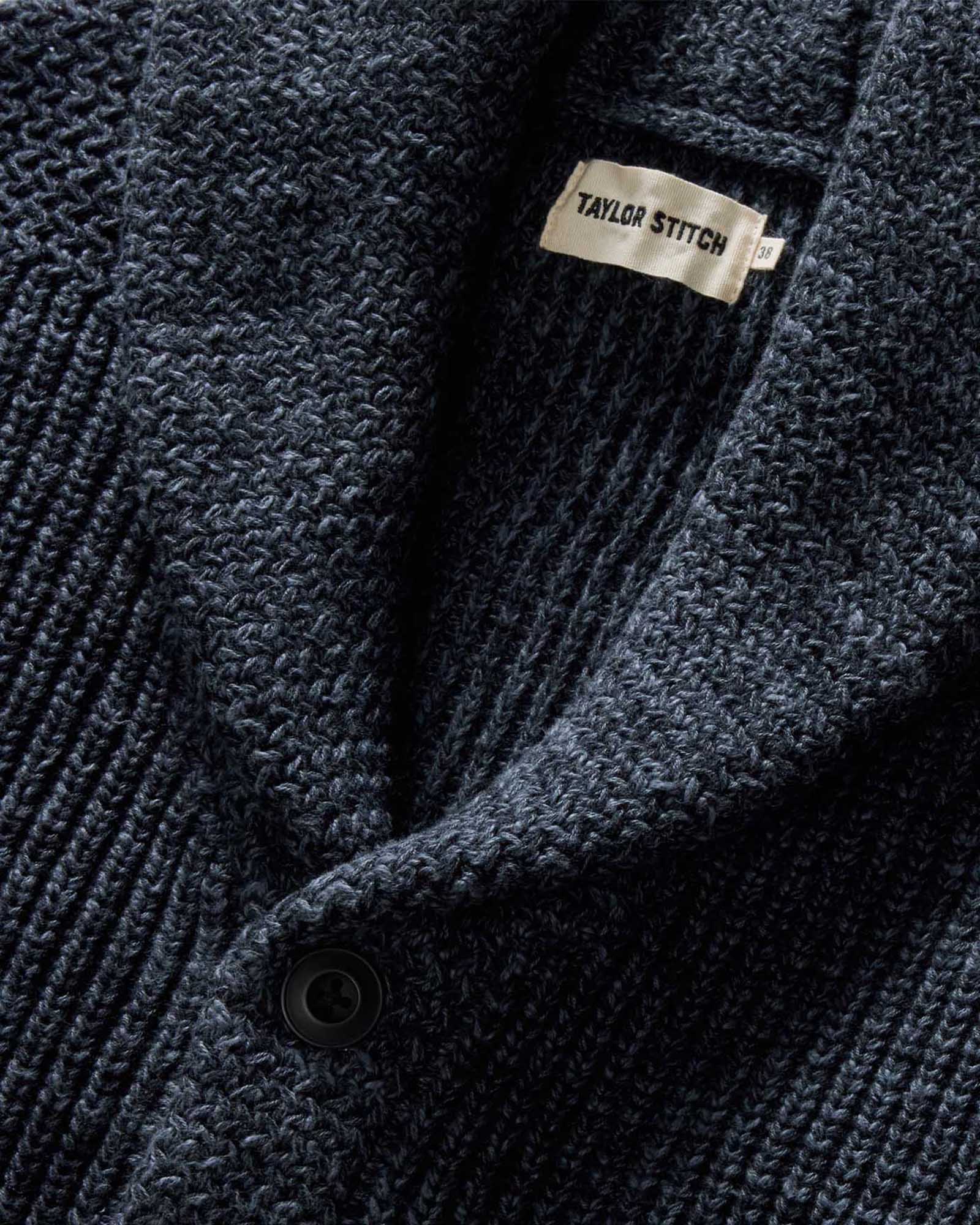 The Mariner Shawl Cardigan in Ink Slub - Image 6