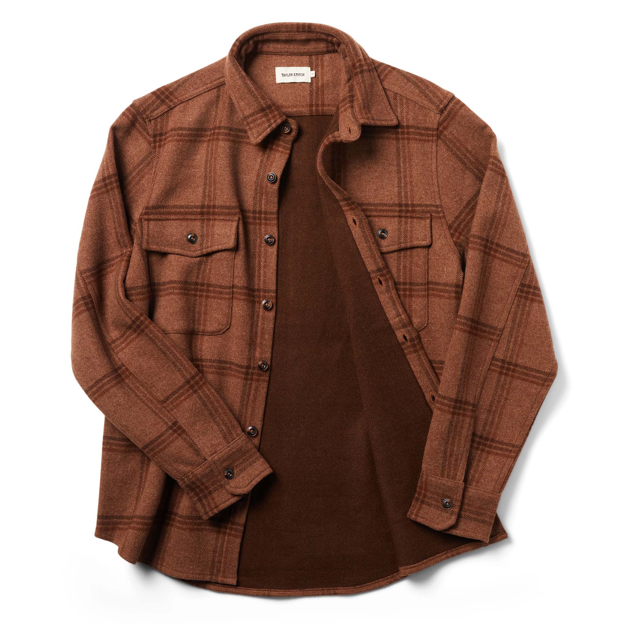 The Maritime Shirt Jacket in Espresso Plaid Wool - Image 10