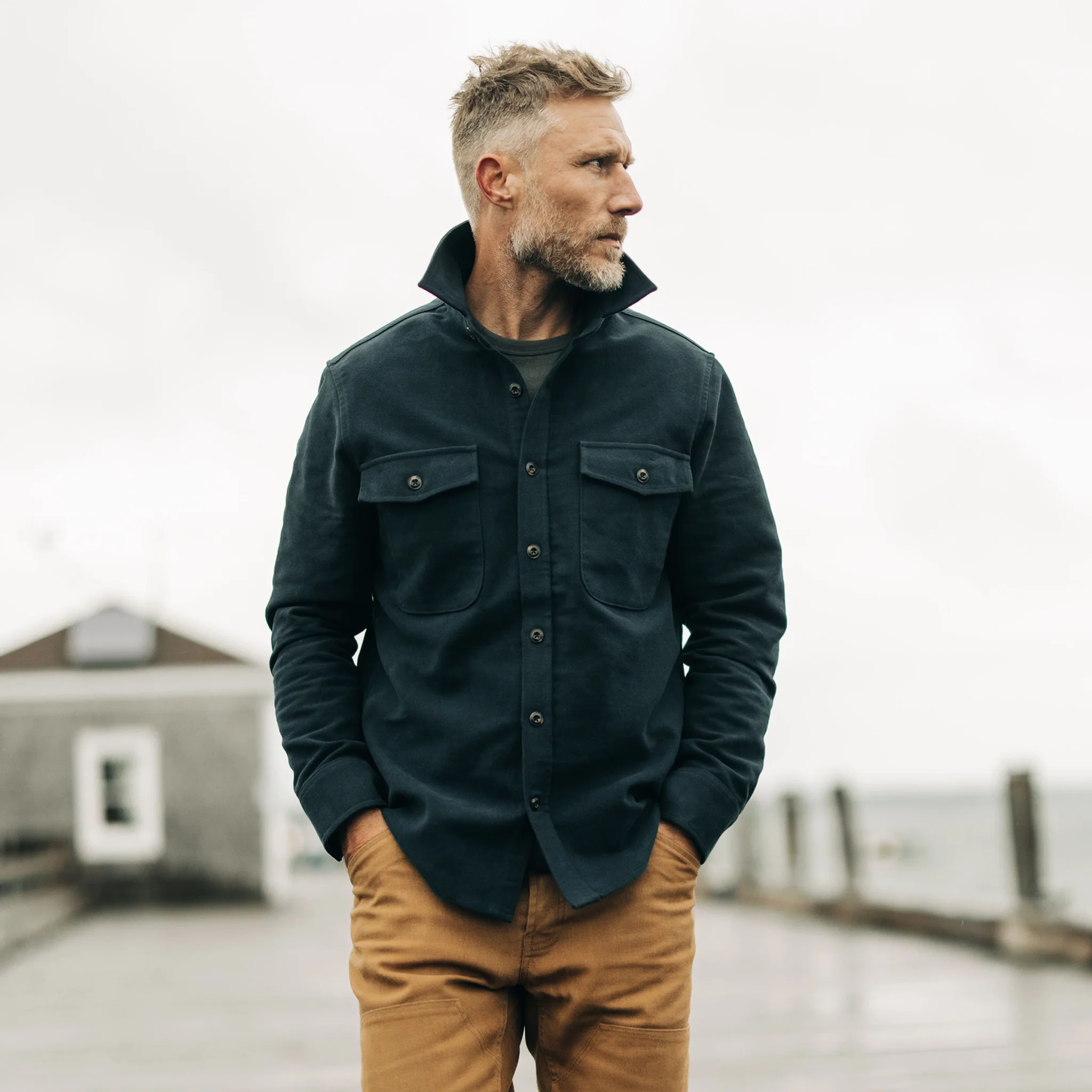 The Maritime Shirt Jacket in Dark Navy Moleskin - Image 2