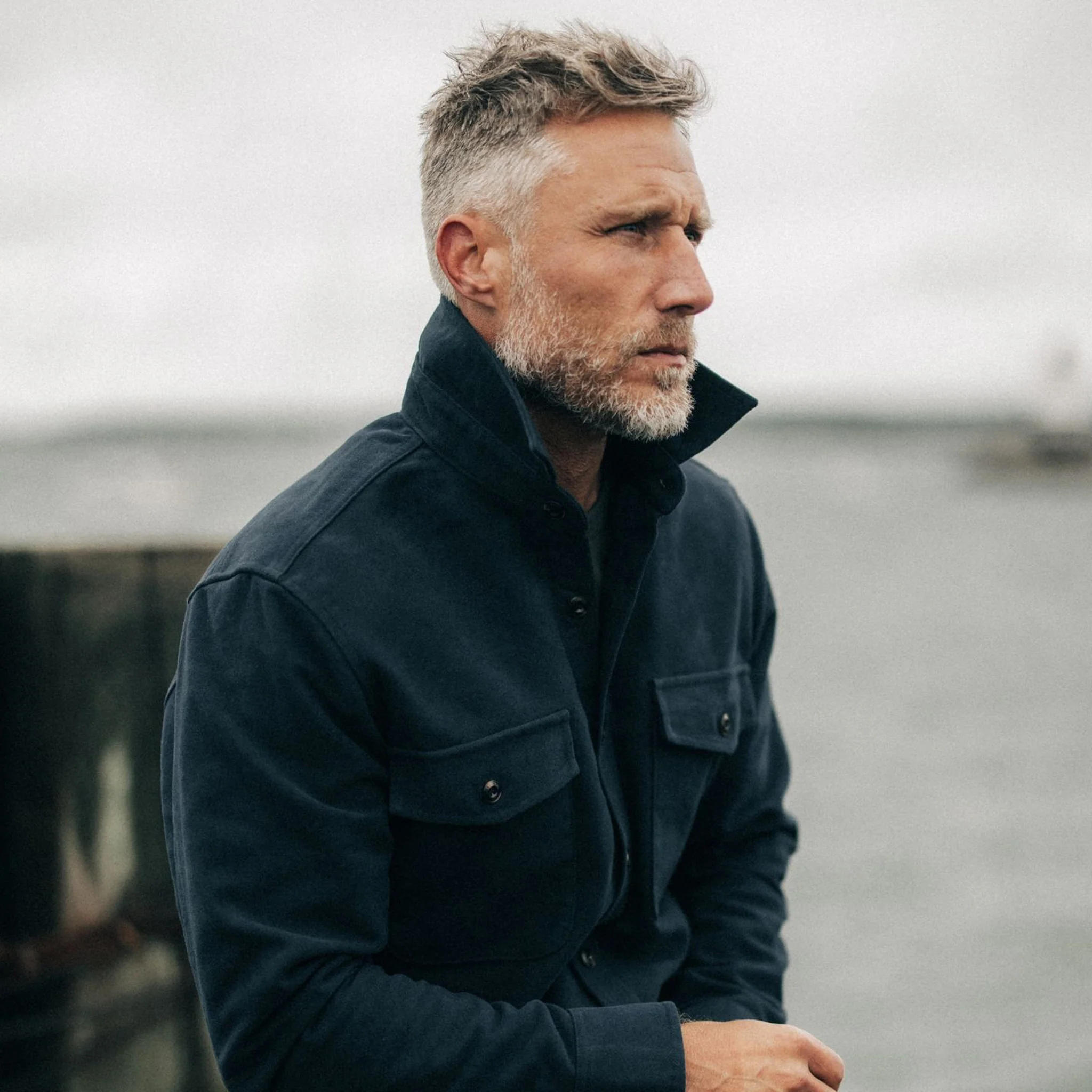 The Maritime Shirt Jacket in Dark Navy Moleskin - Image 5