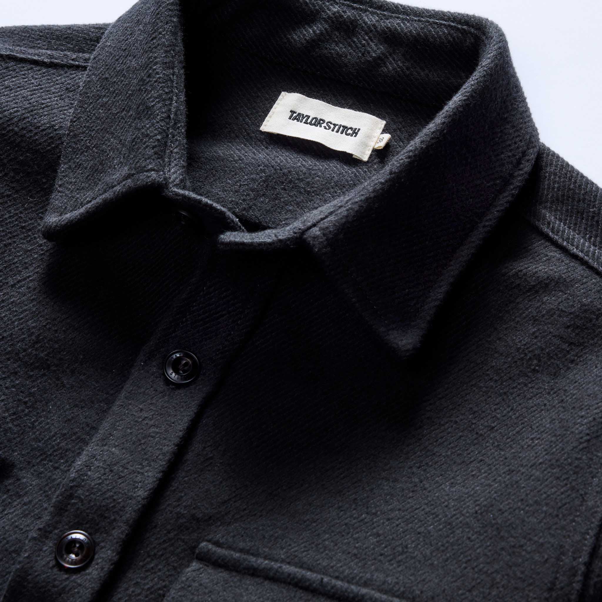The Maritime Shirt Jacket in Faded Black Moleskin Twill - Image 7