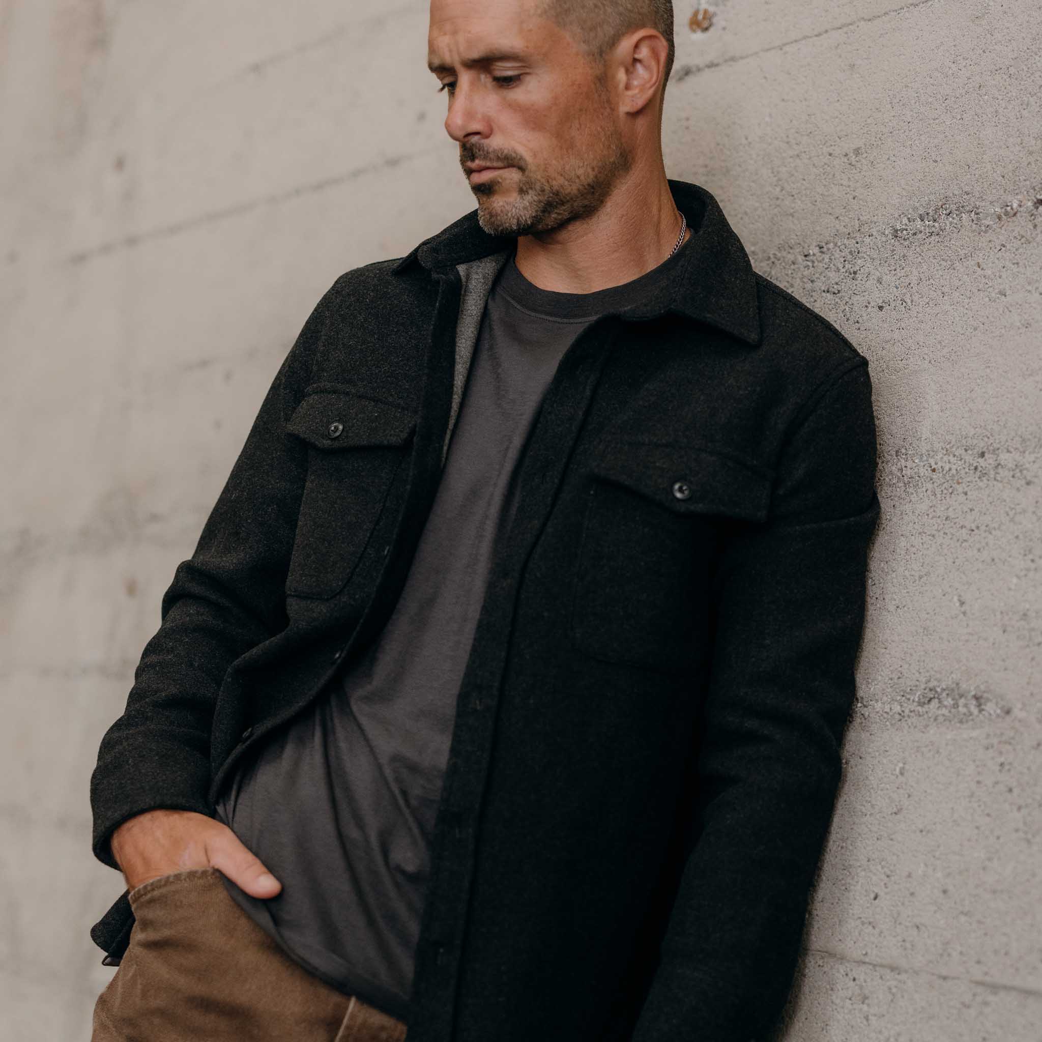 The Maritime Shirt Jacket in Heather Charcoal - Image 2
