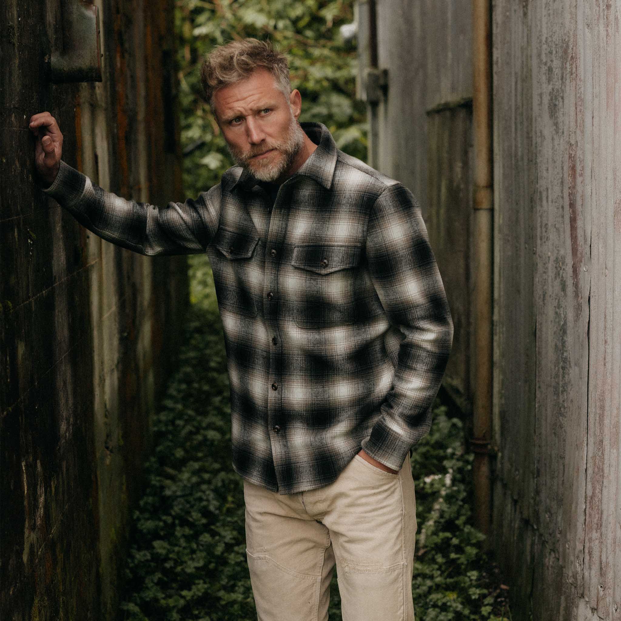 The Maritime Shirt Jacket in Olive Plaid - Image 2