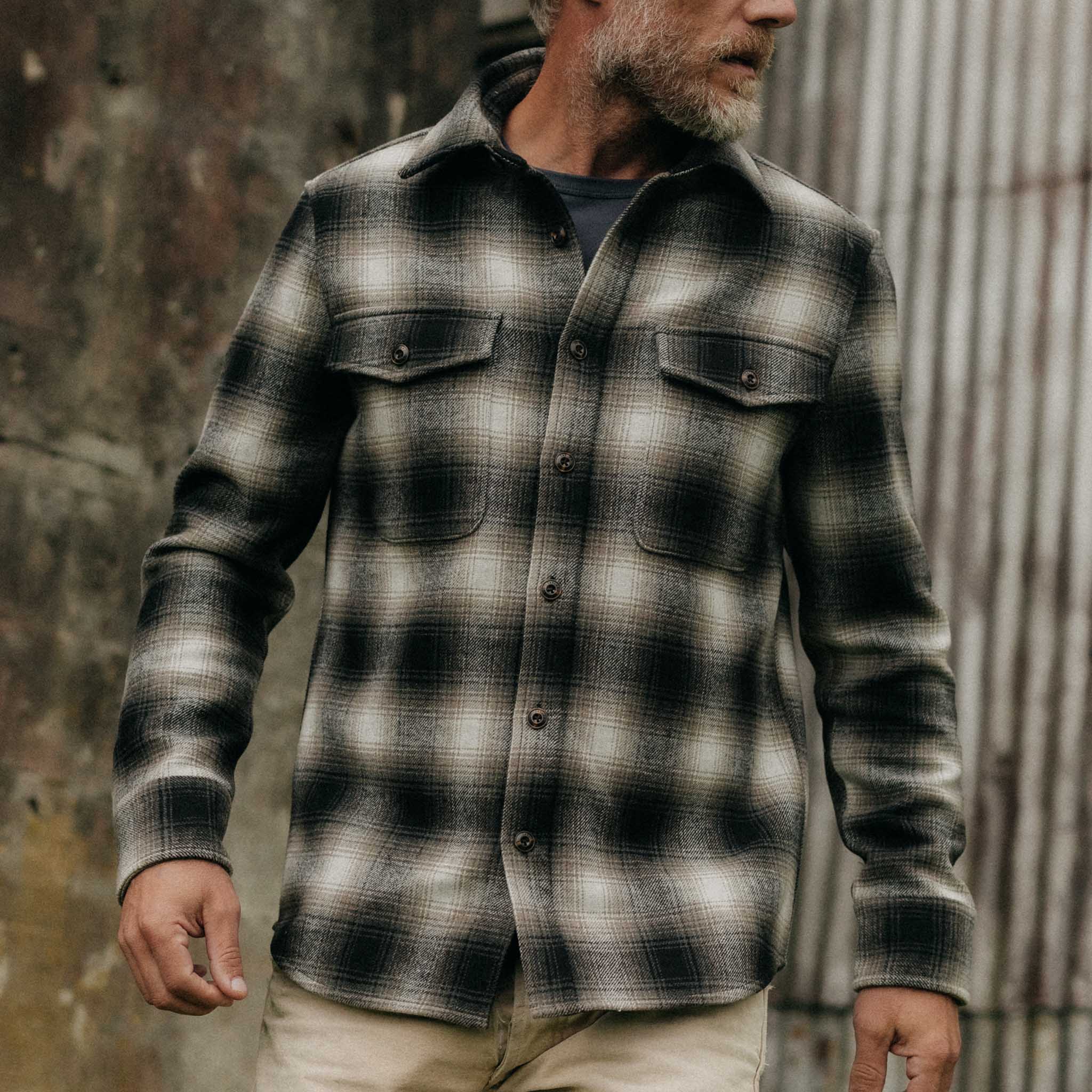 The Maritime Shirt Jacket in Olive Plaid - Image 3