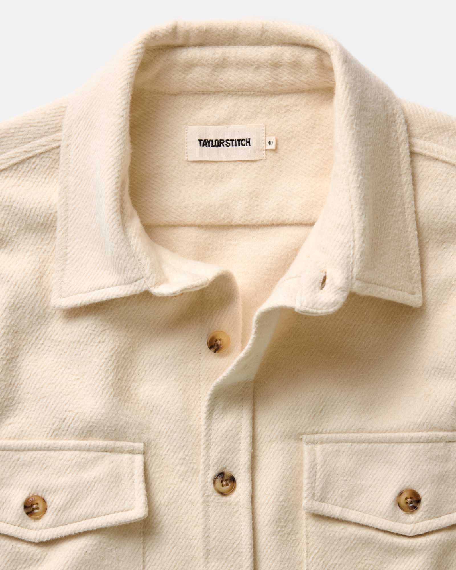 The Maritime Shirt Jacket in Vintage White Moleskin Twill - Image 5