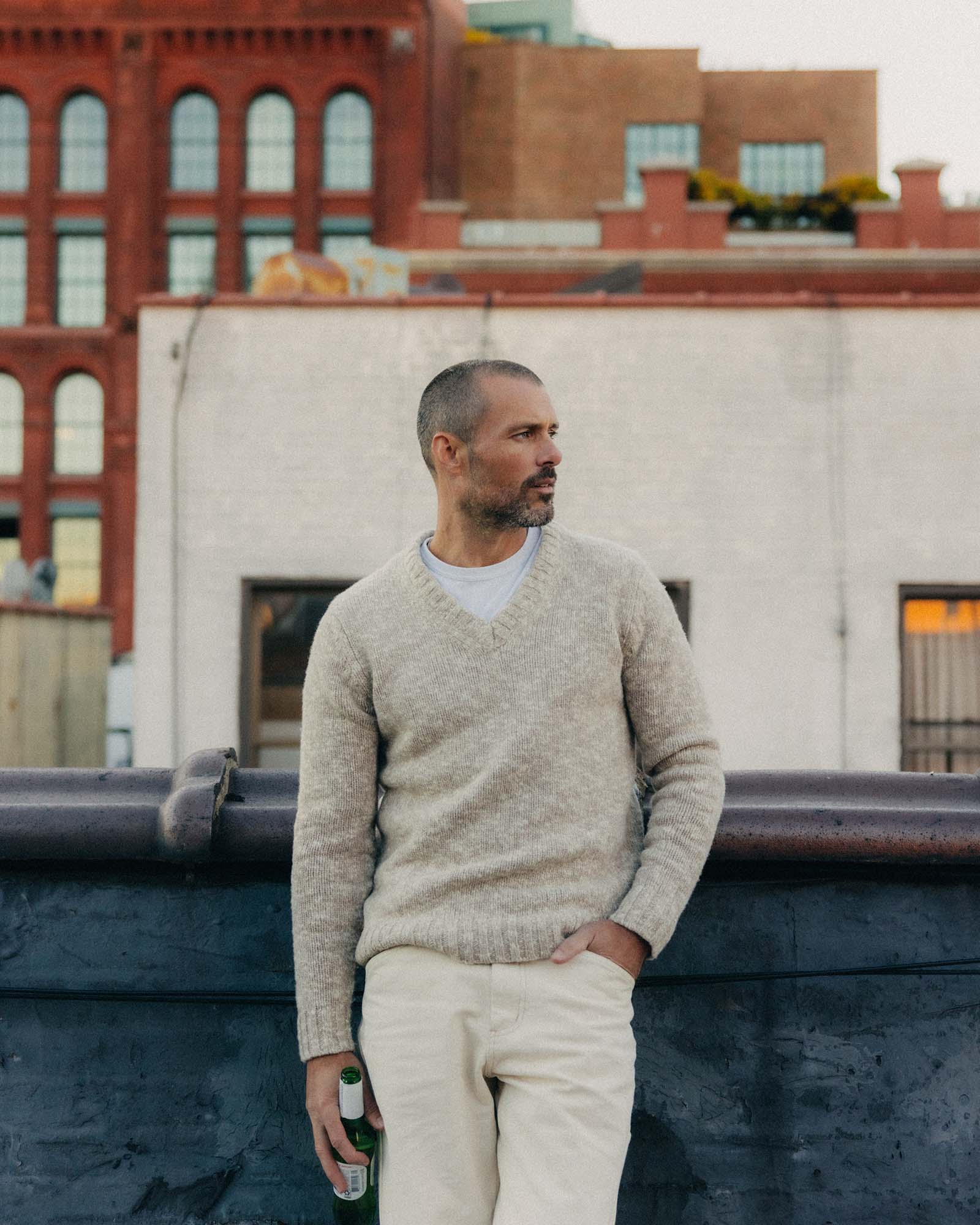 The Match V-Neck Sweater in Sable Merino Slub - Image 2