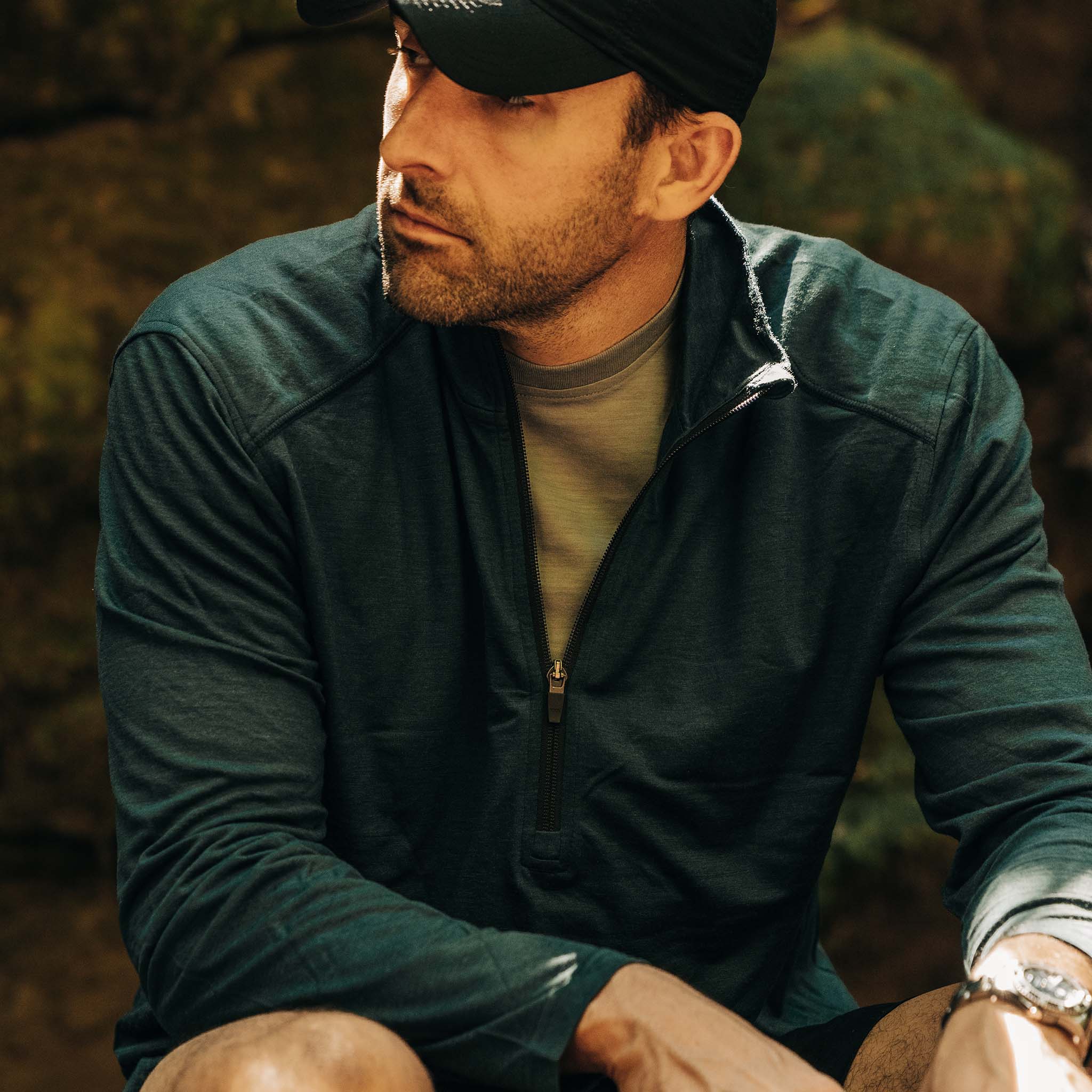The Merino Half Zip in Forest - Image 3