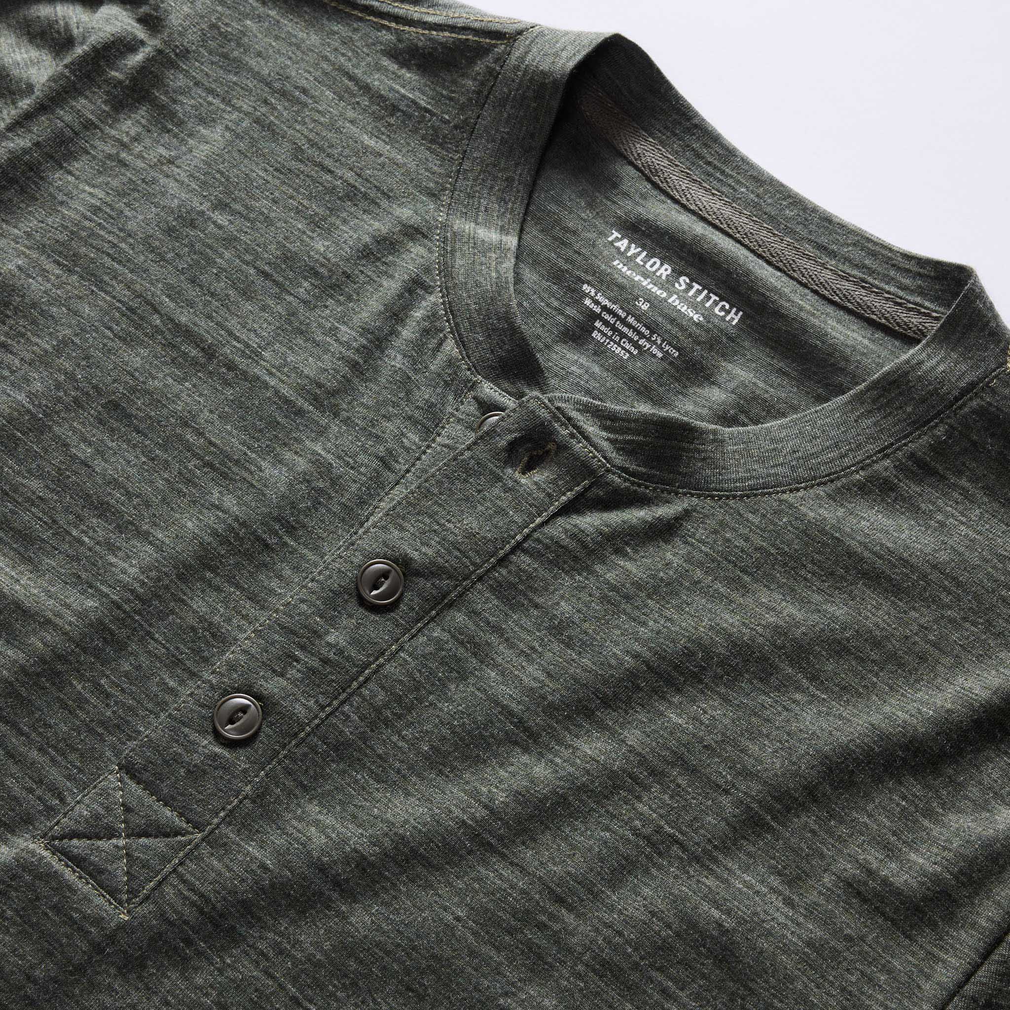 The Merino Henley in Heather Army - Image 5