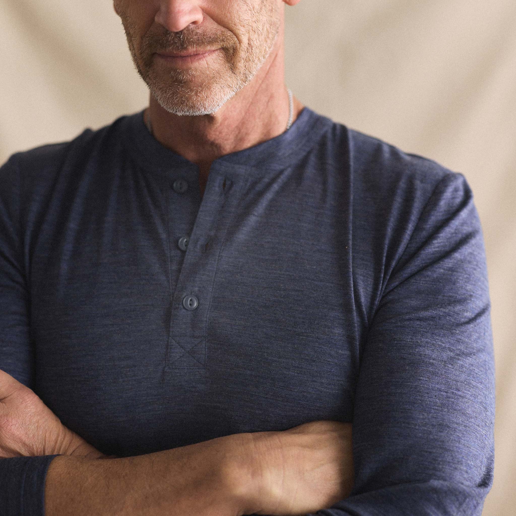 The Merino Henley in Heather Navy - Image 3