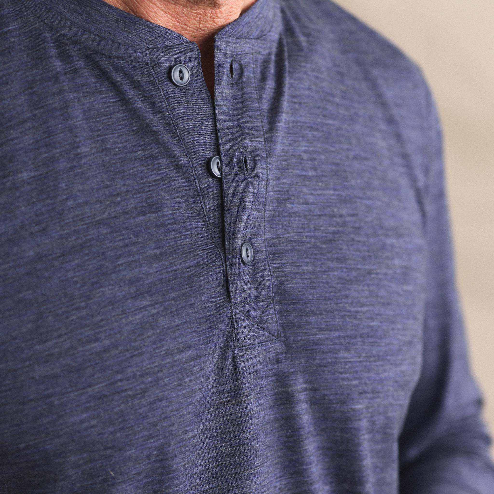 The Merino Henley in Heather Navy - Image 4