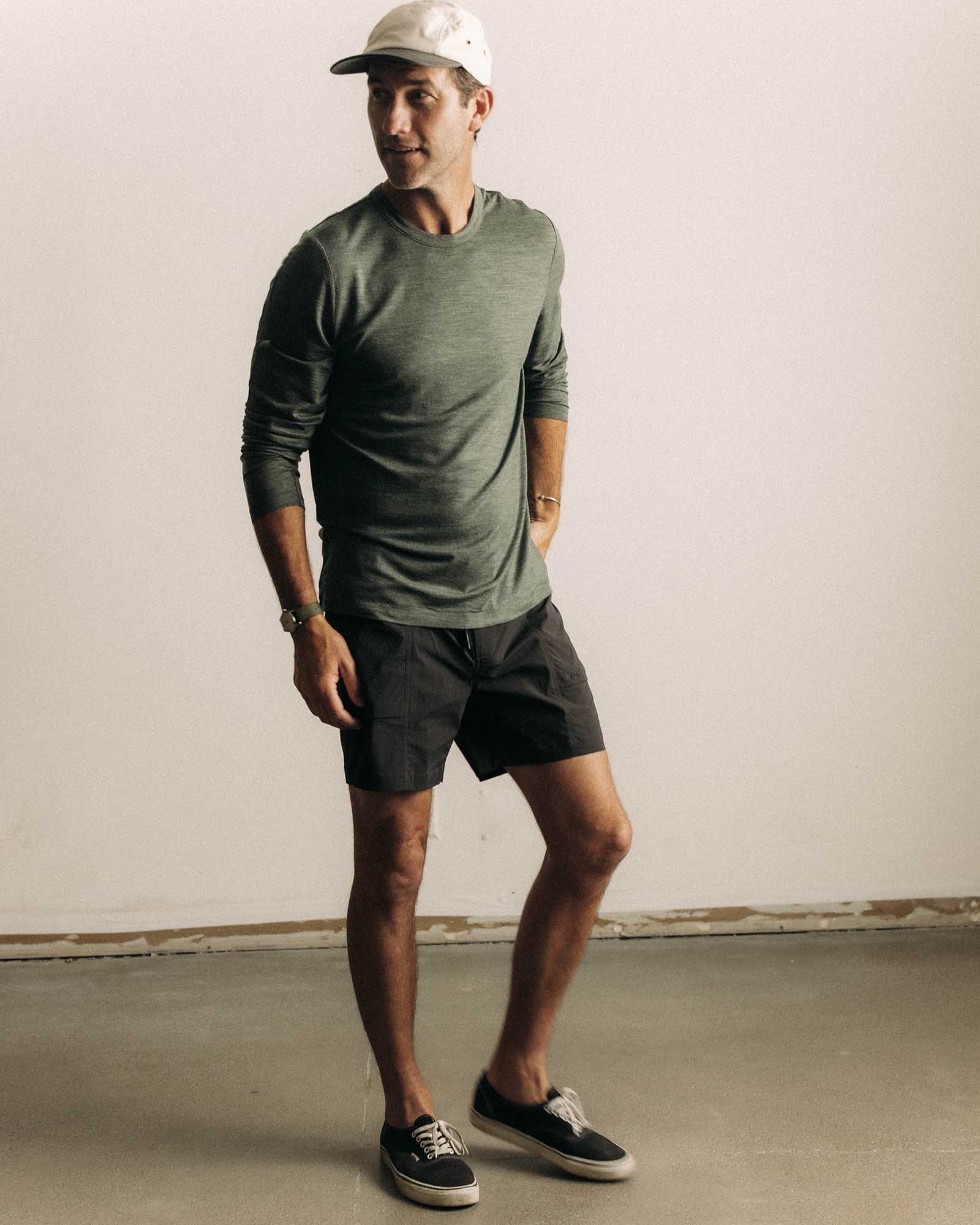 The Merino Long Sleeve Tee in Heather Army - Image 3